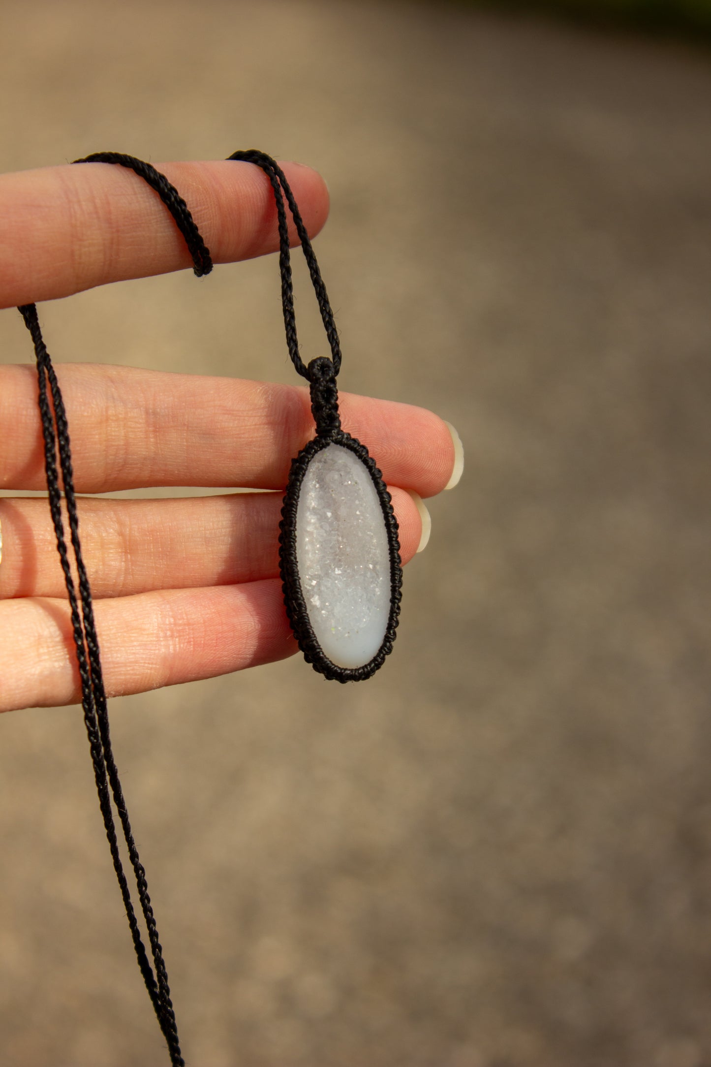 crystal macrame necklace