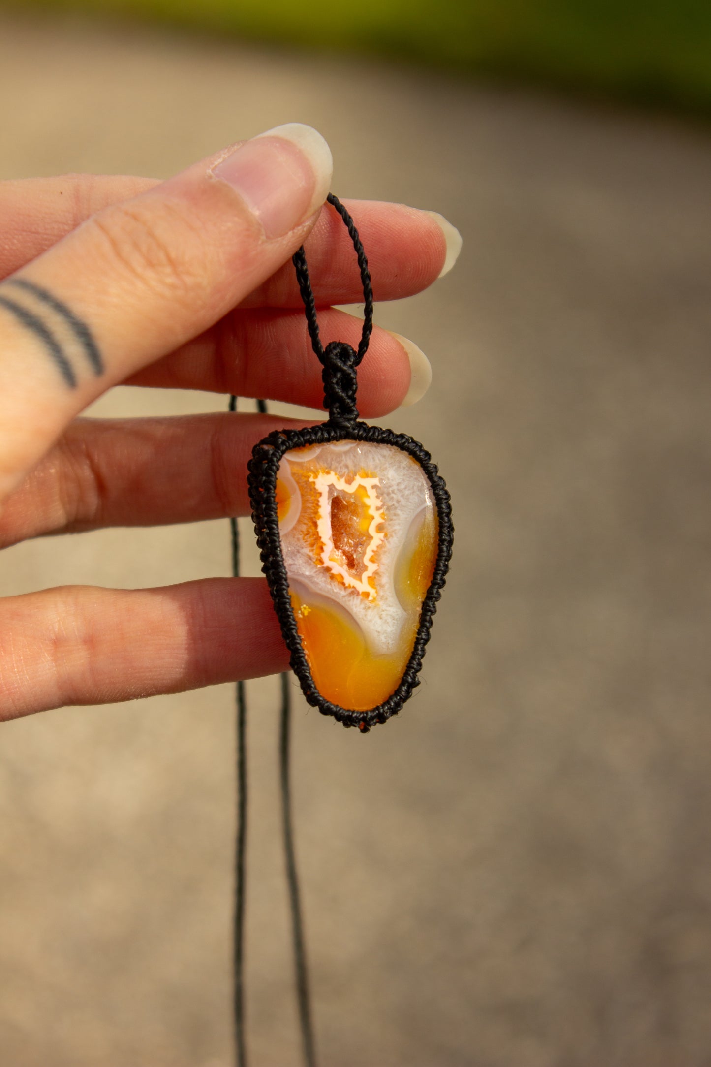 crystal macrame necklace