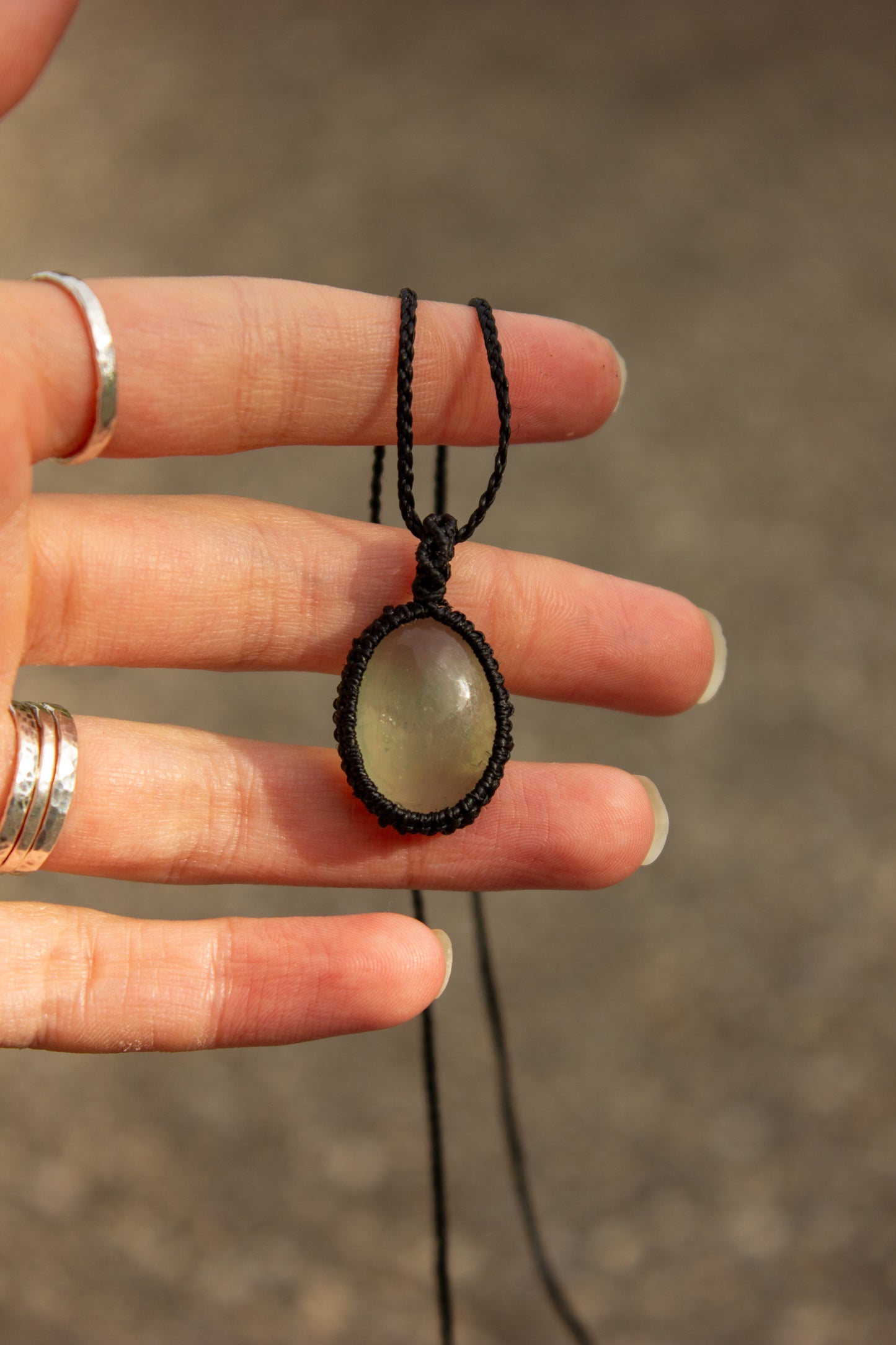 crystal macrame necklace