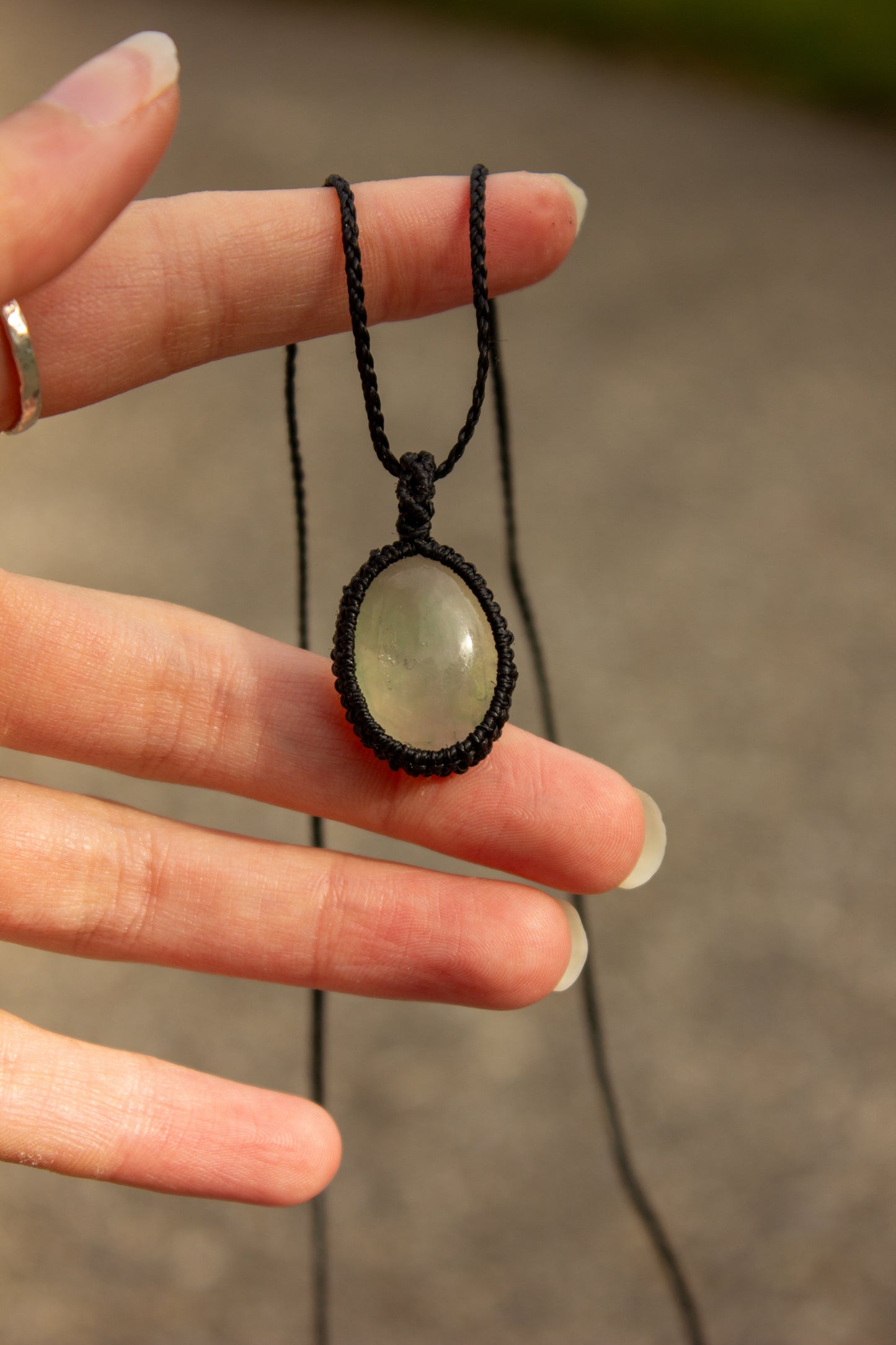 crystal macrame necklace