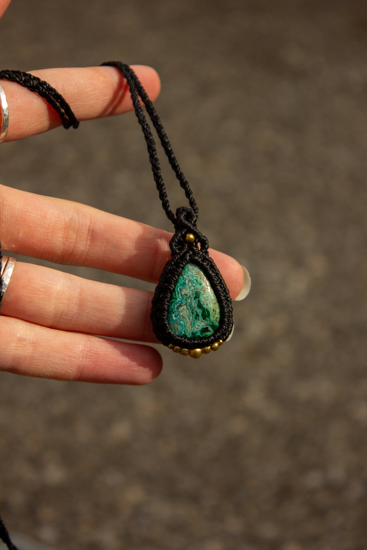 Chrysocolla Malachite • macrame necklace