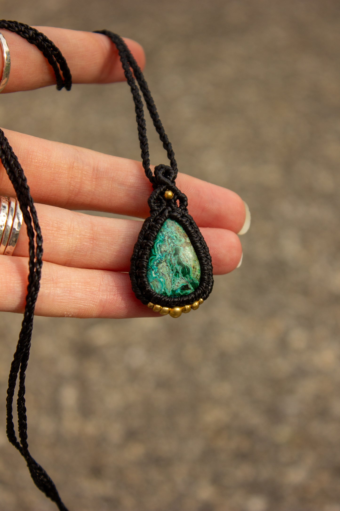 Chrysocolla Malachite • macrame necklace
