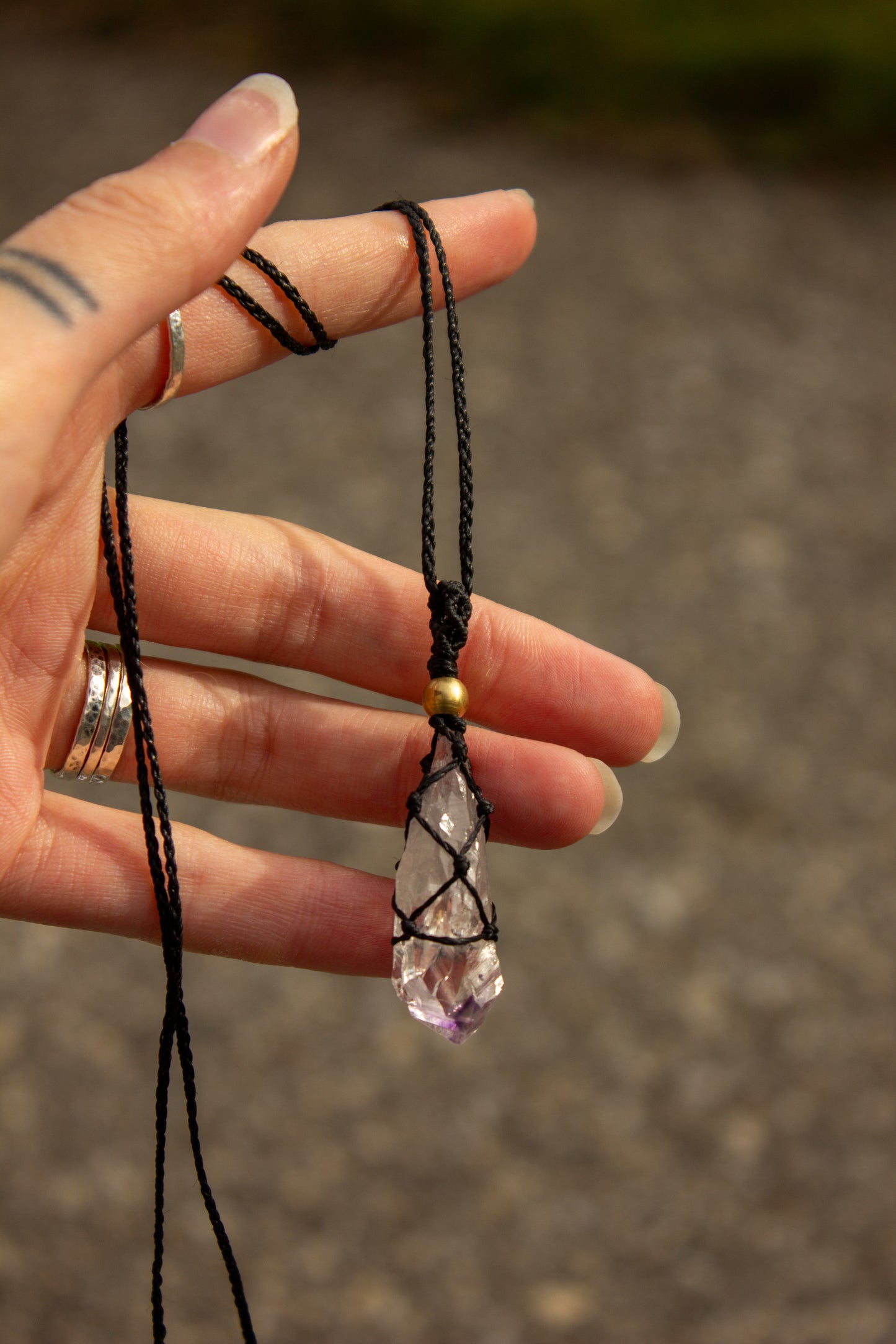Amethyst Quartz • macrame necklace