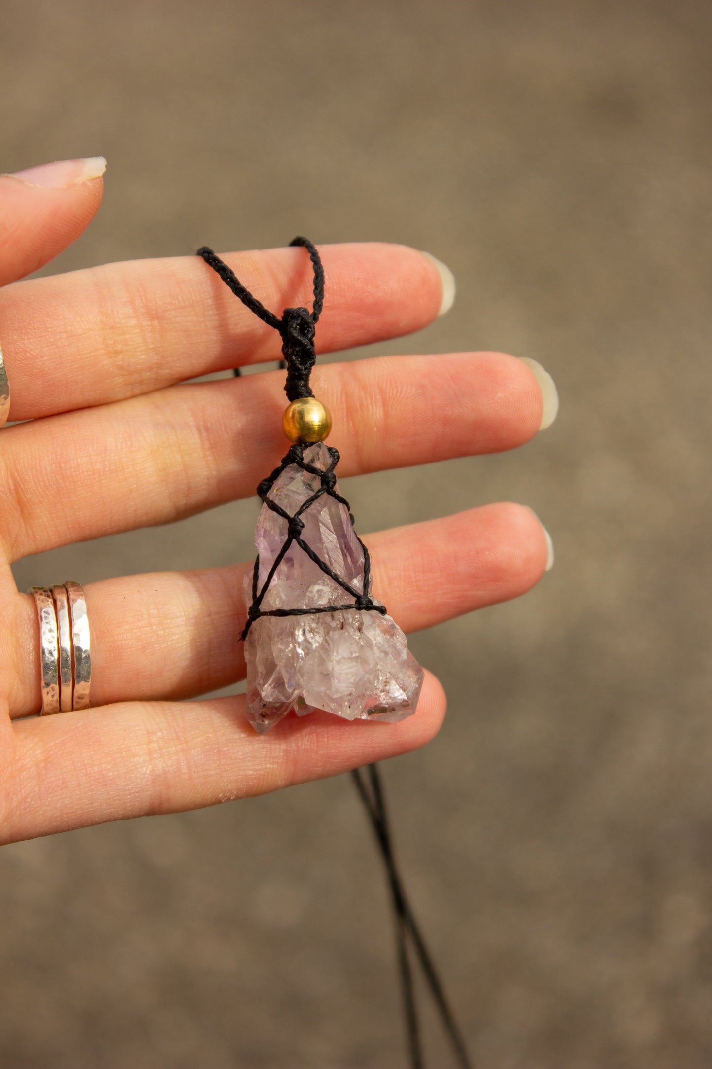 Amethyst Quartz • macrame necklace