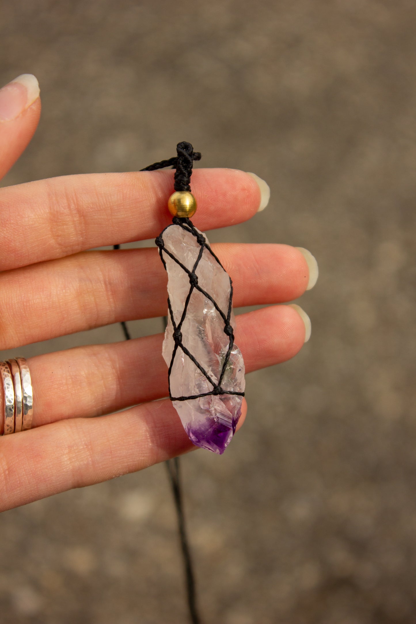 Amethyst Quartz • macrame necklace