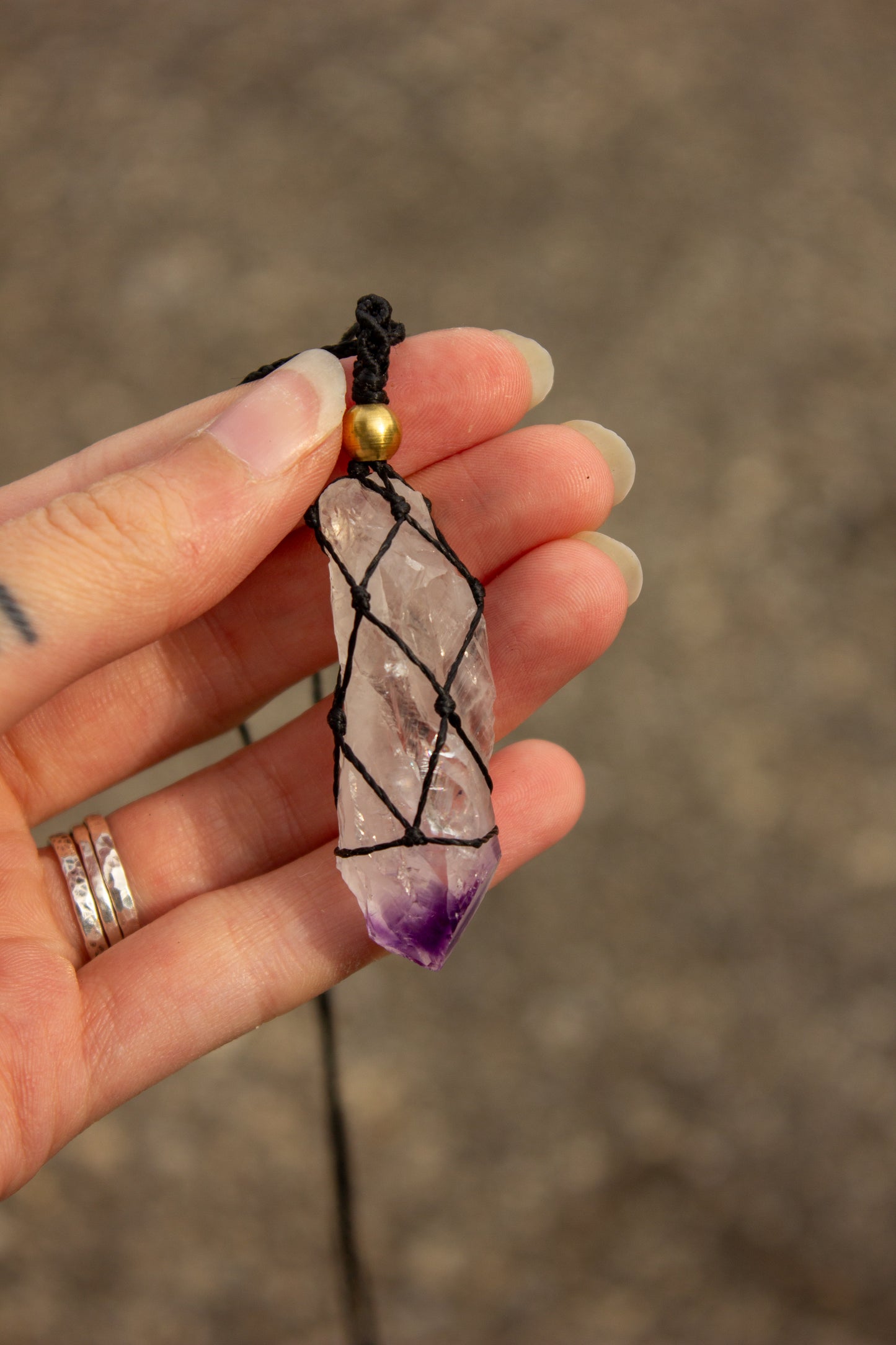 Amethyst Quartz • macrame necklace
