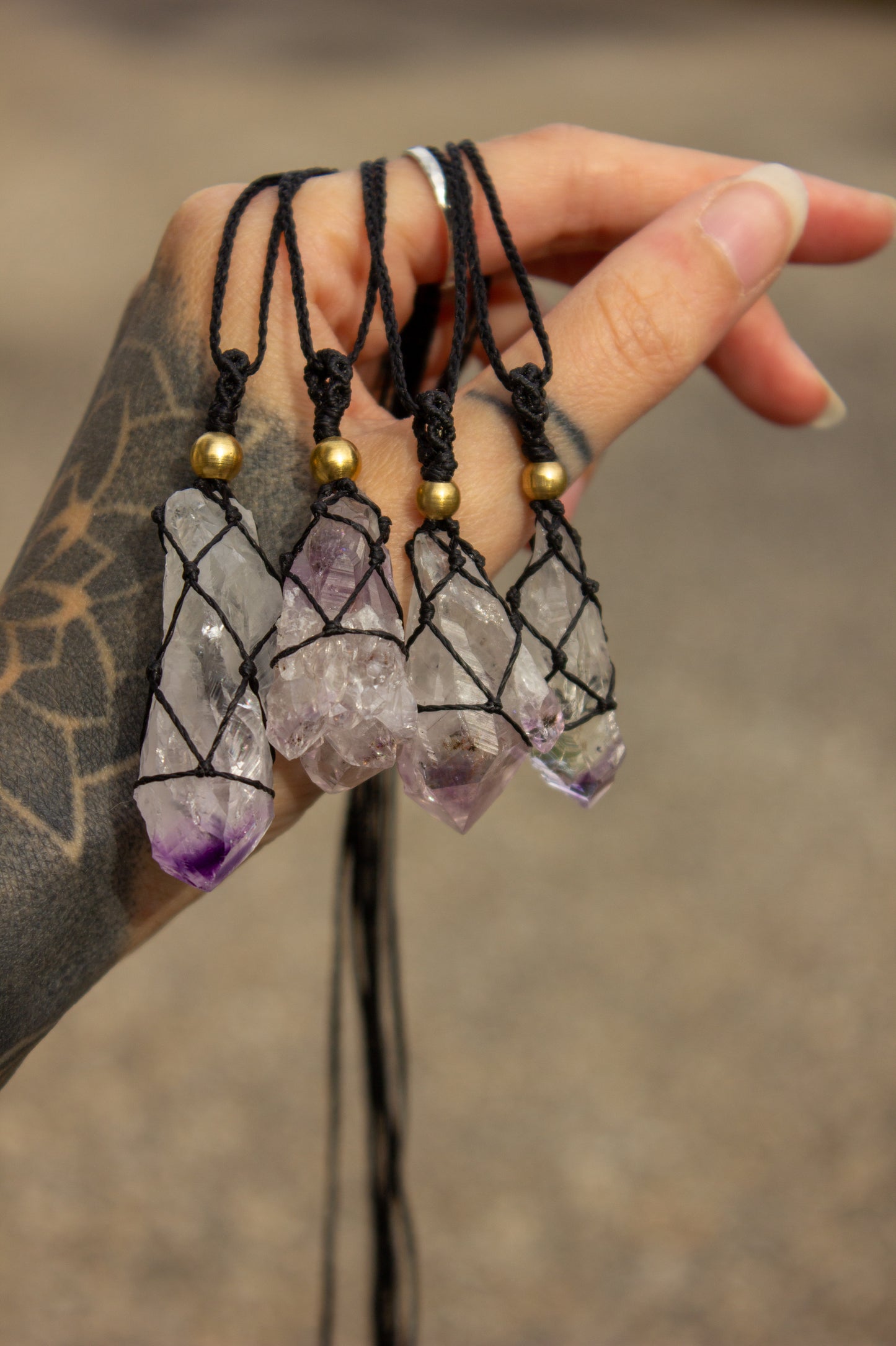 Amethyst Quartz • macrame necklace