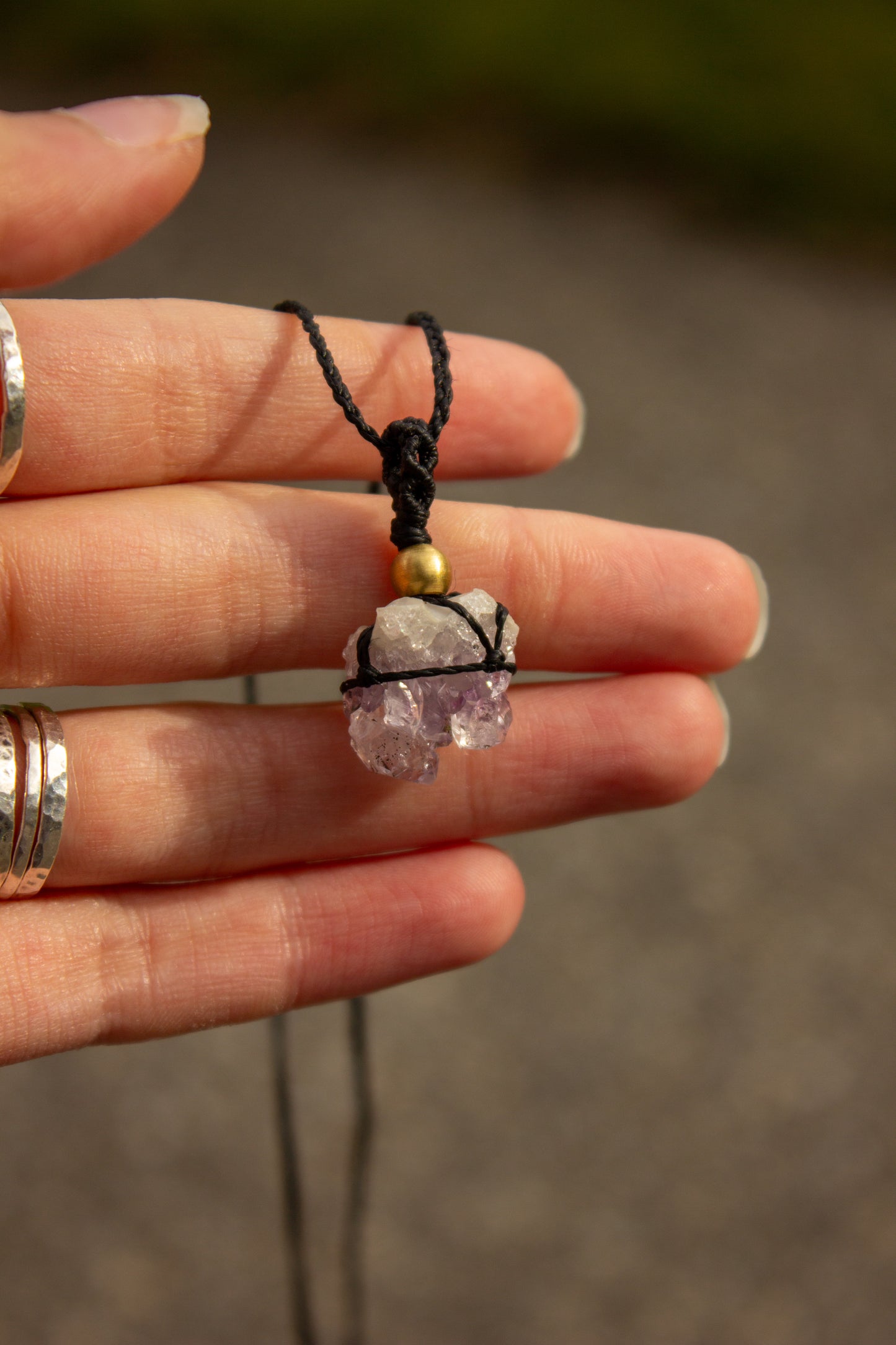 Amethyst Quartz • macrame necklace