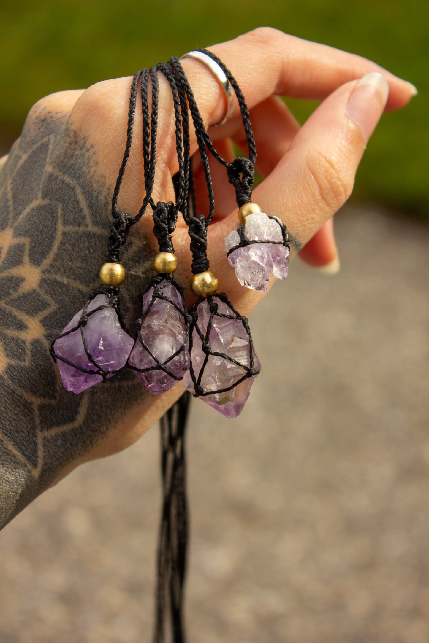 Amethyst Quartz • macrame necklace