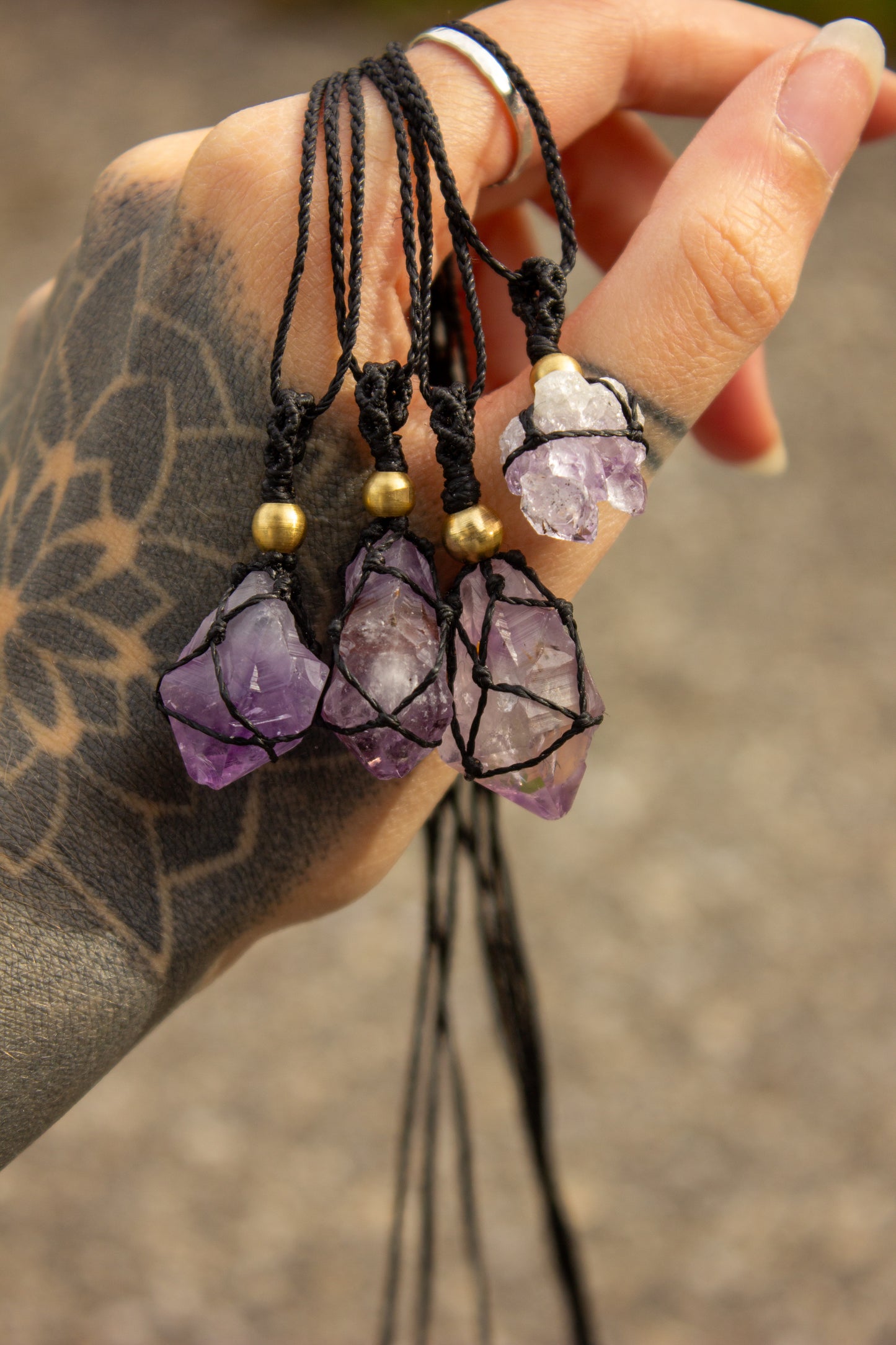 Amethyst Quartz • macrame necklace
