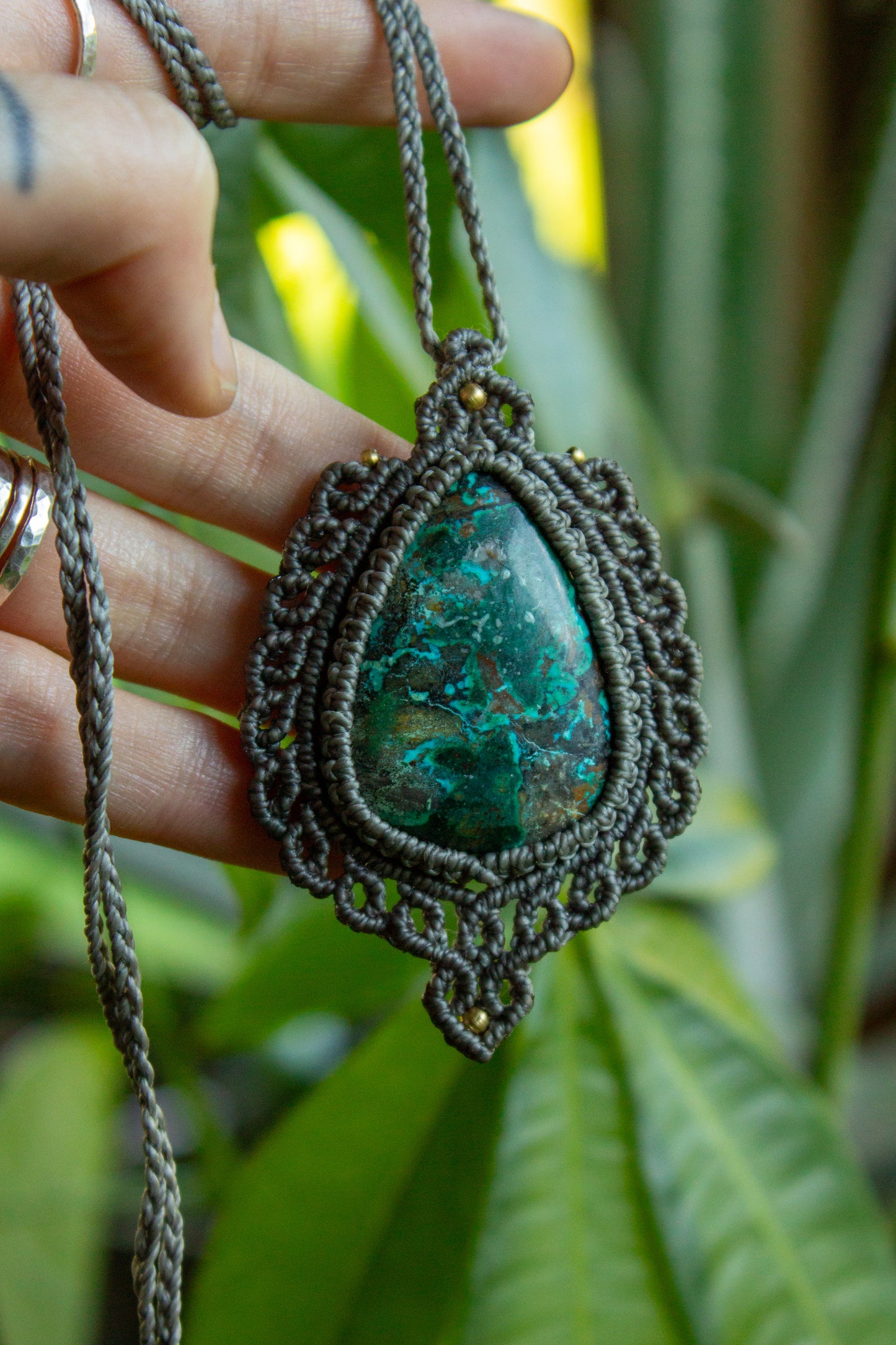 Chrysocolla Malachite • macrame necklace