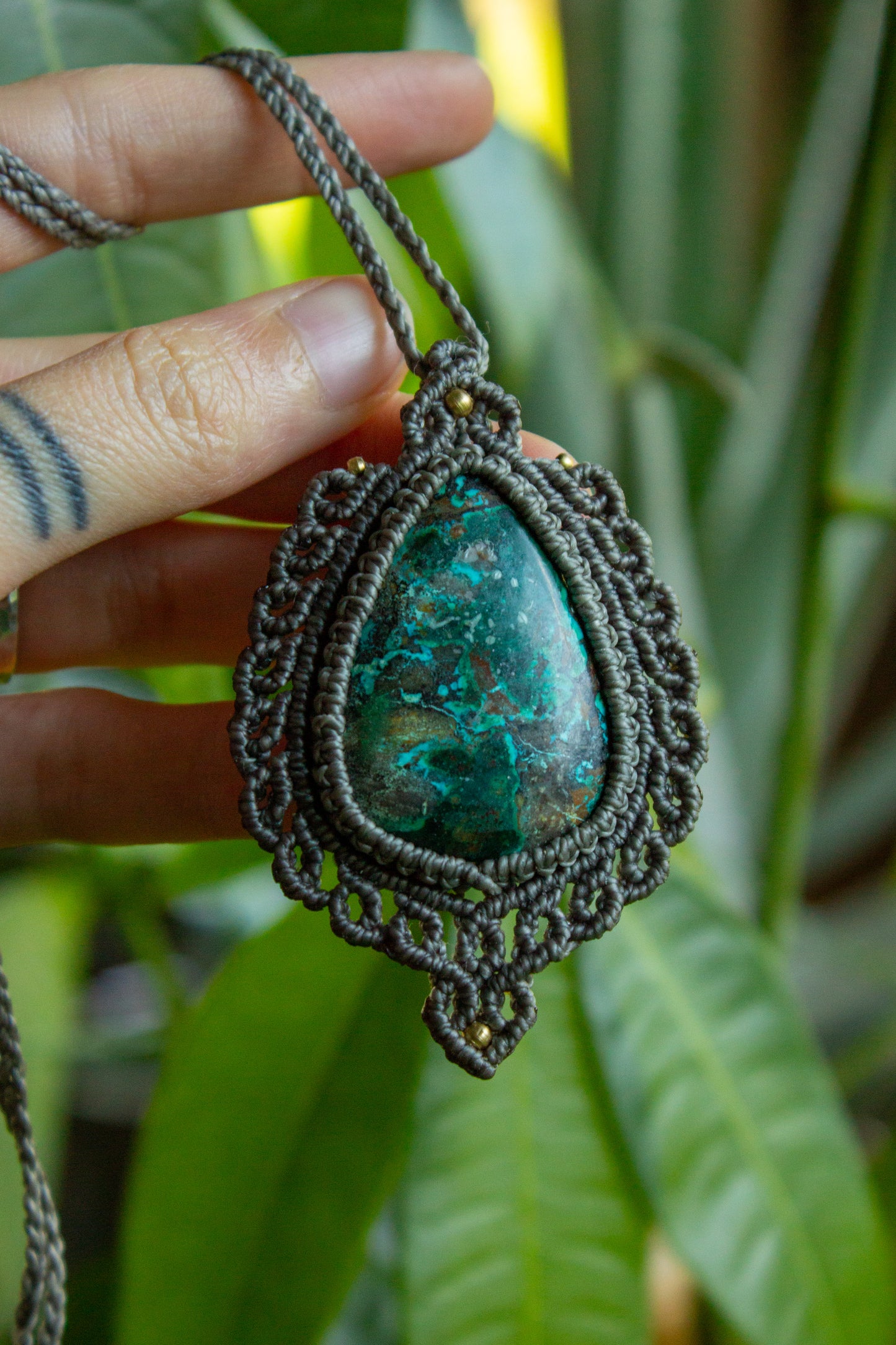 Chrysocolla Malachite • macrame necklace