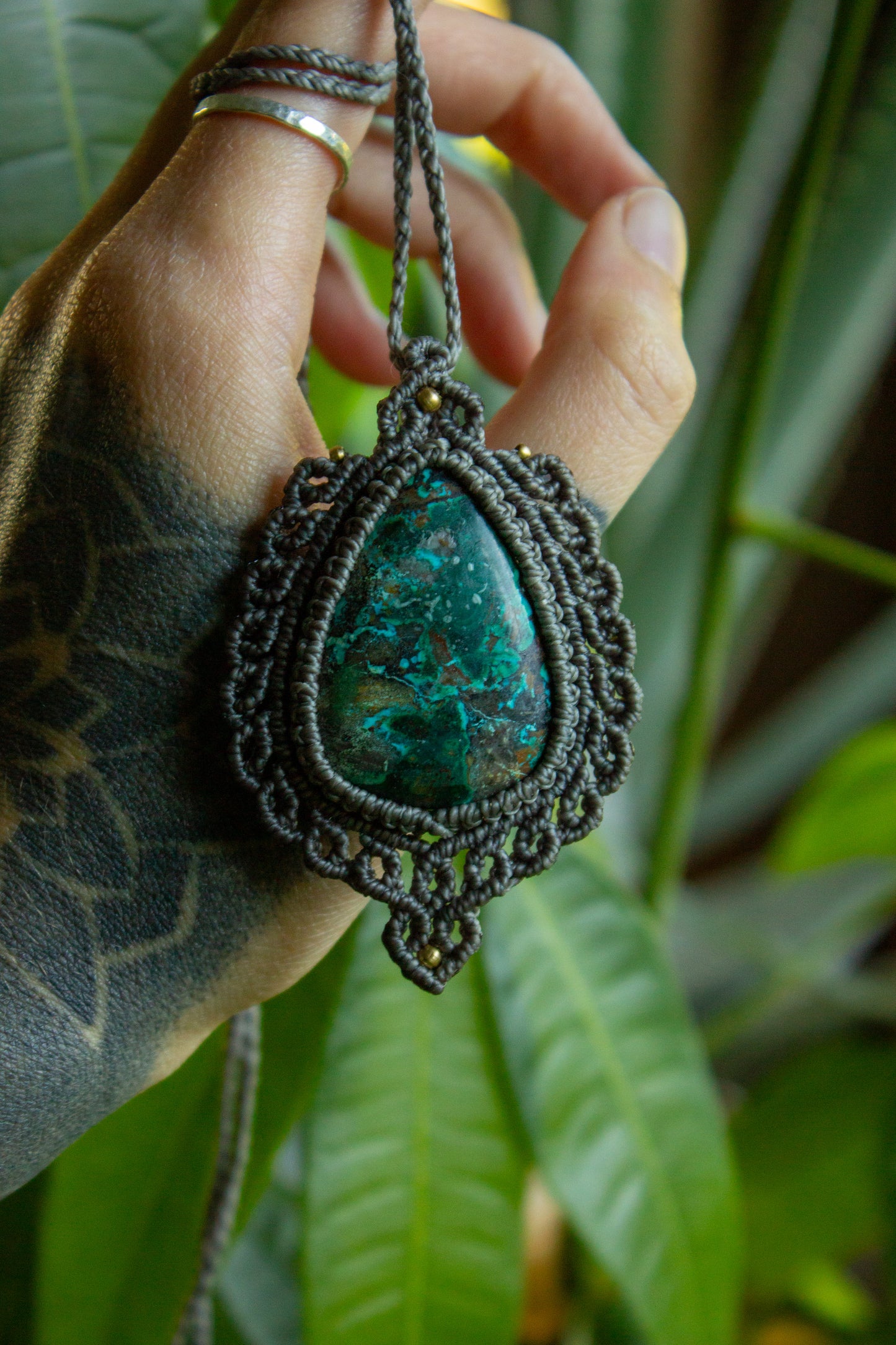 Chrysocolla Malachite • macrame necklace