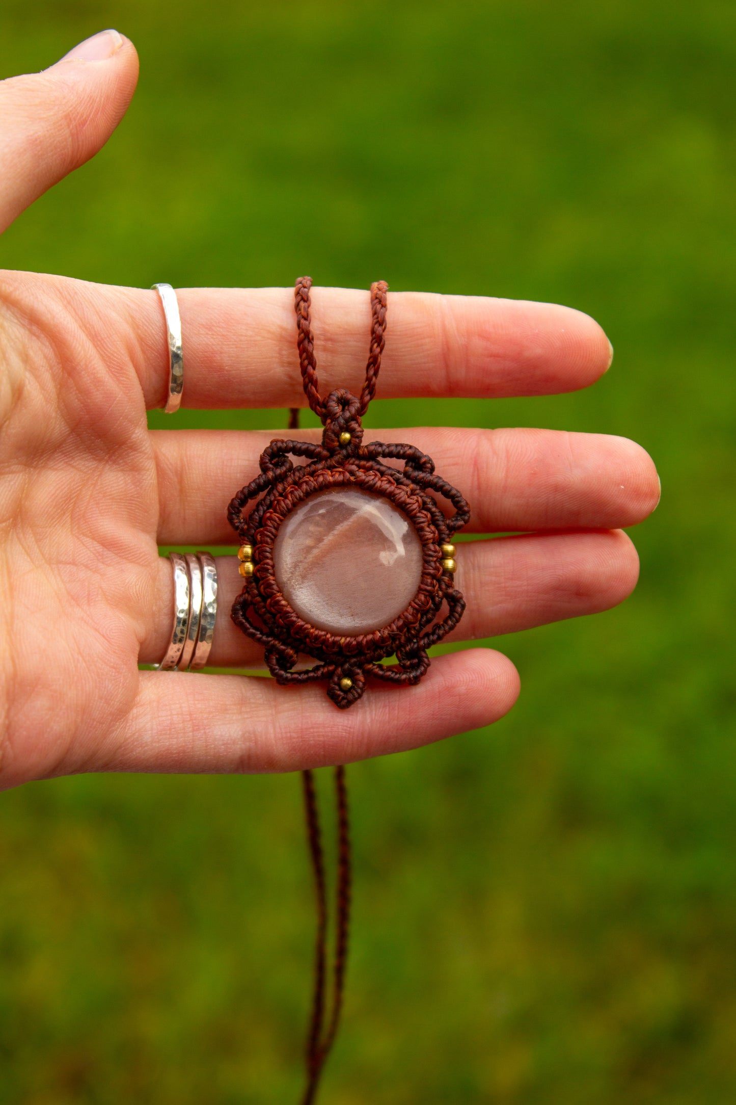 Peach Moonstone • macrame necklace