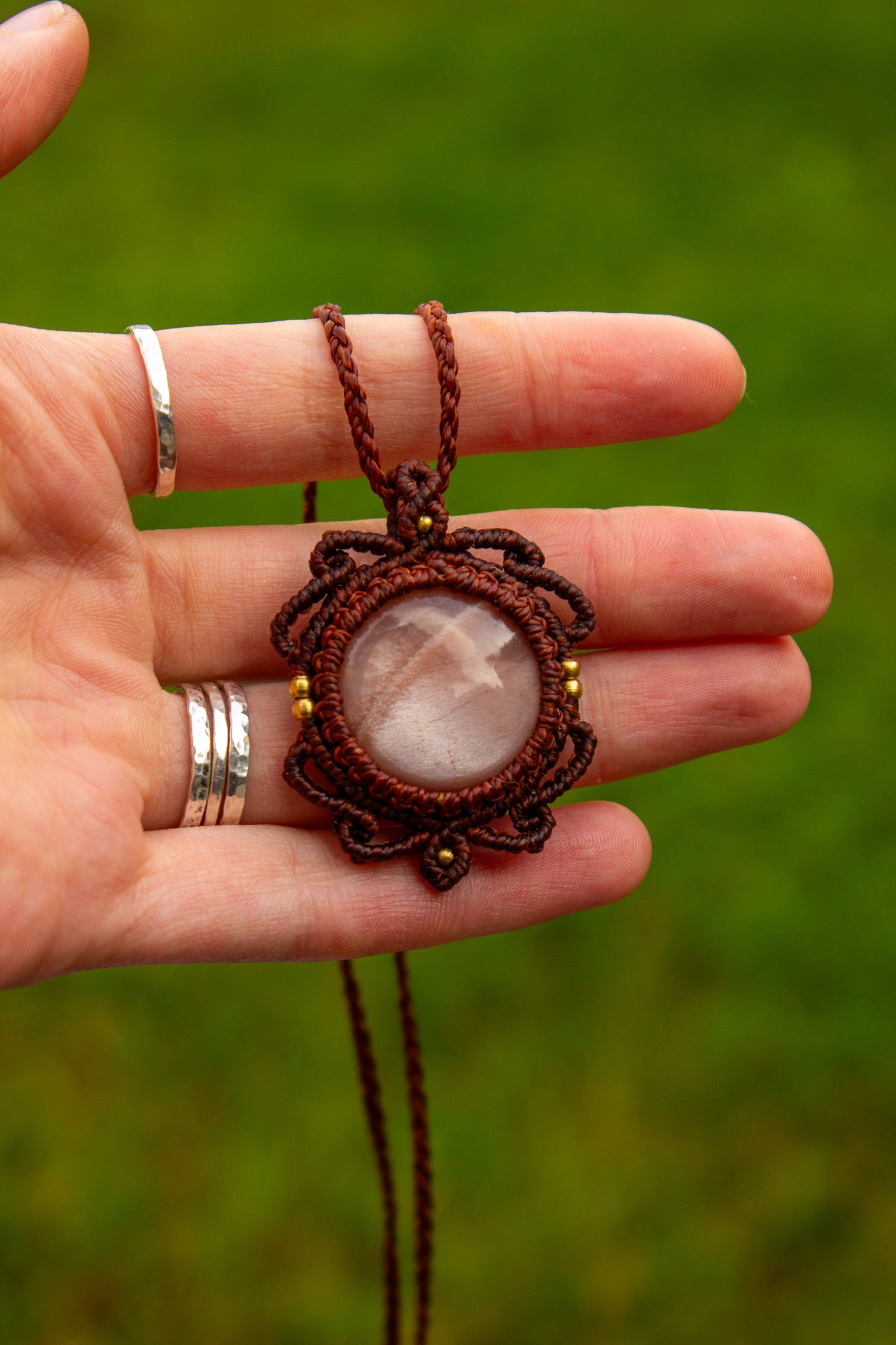 Peach Moonstone • macrame necklace