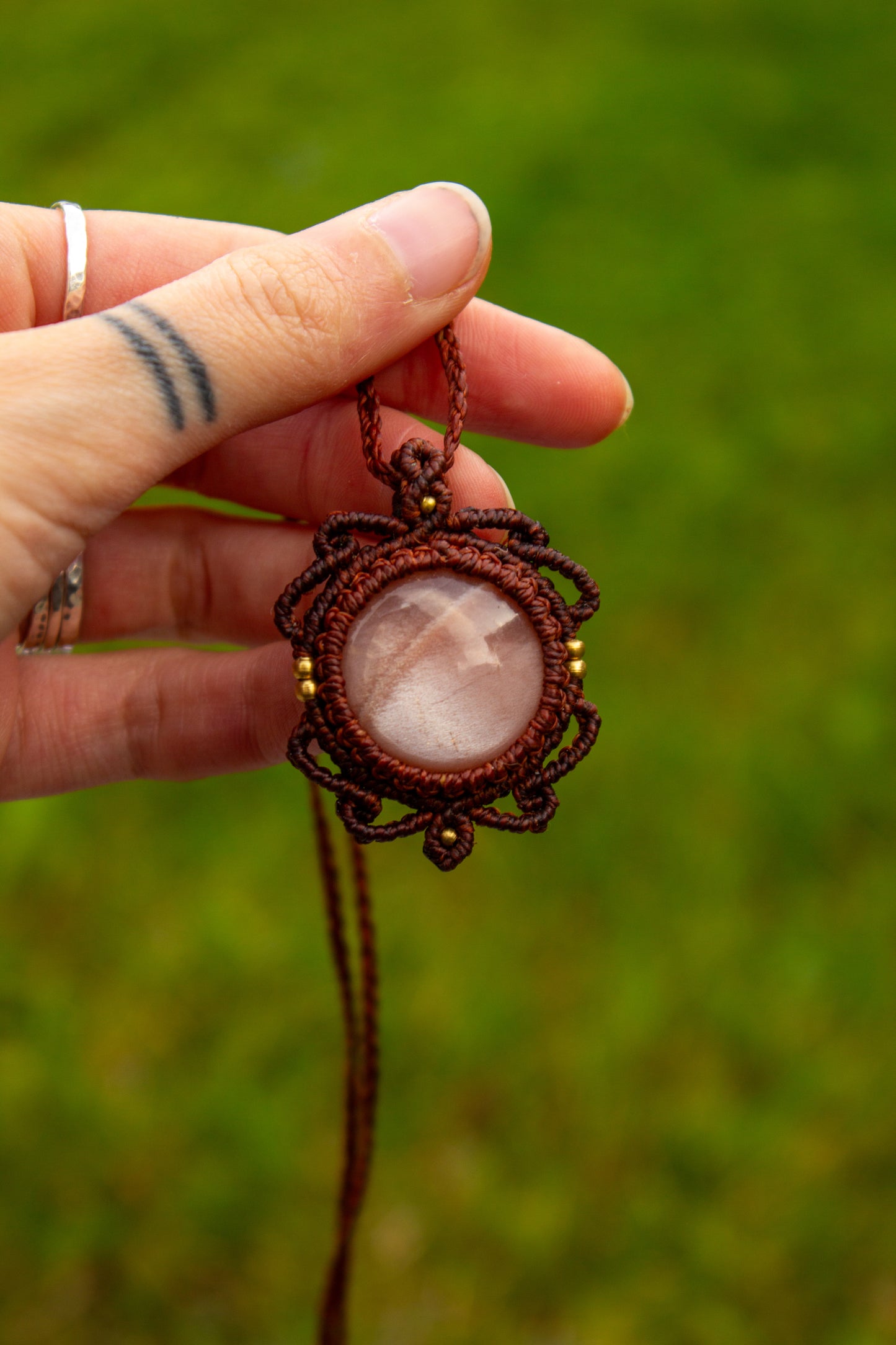 Peach Moonstone • macrame necklace