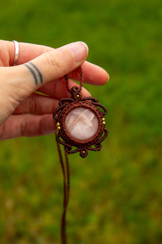Peach Moonstone • macrame necklace