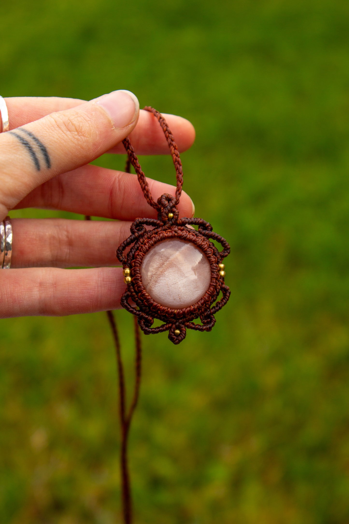 Peach Moonstone • macrame necklace