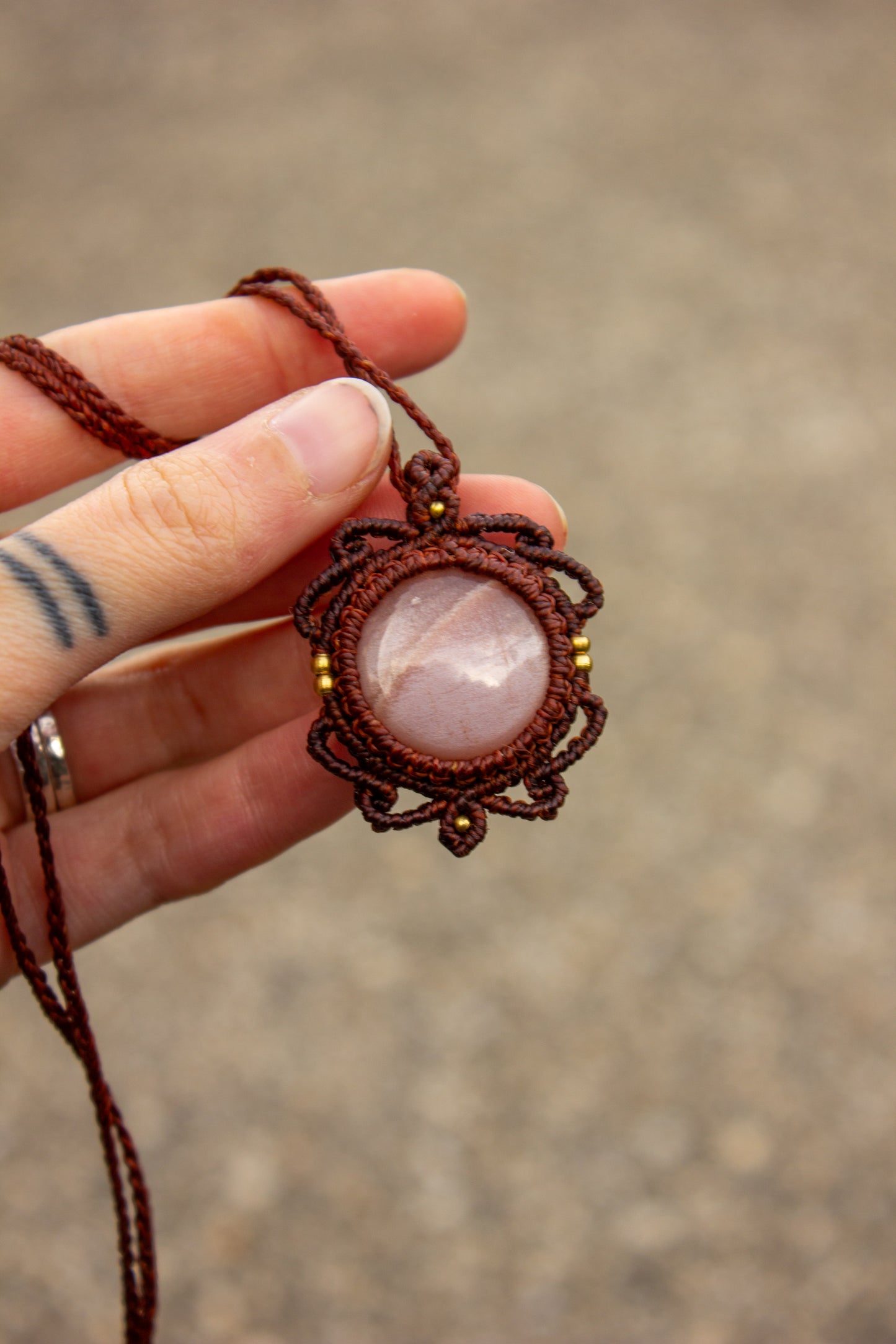 Peach Moonstone • macrame necklace
