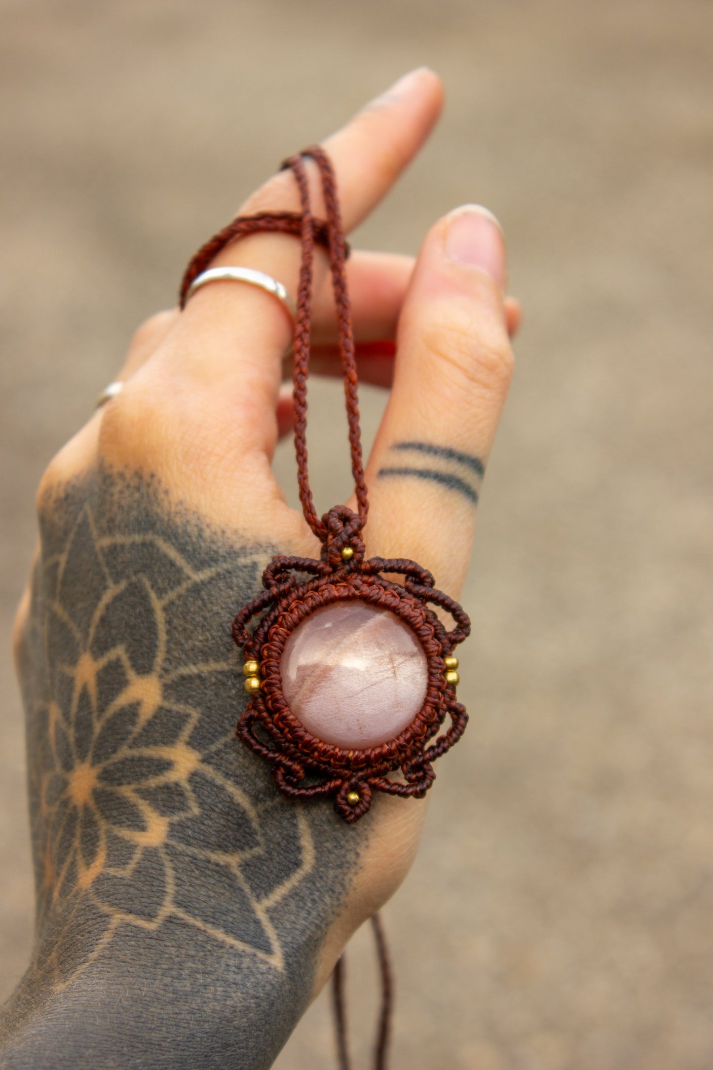 Peach Moonstone • macrame necklace