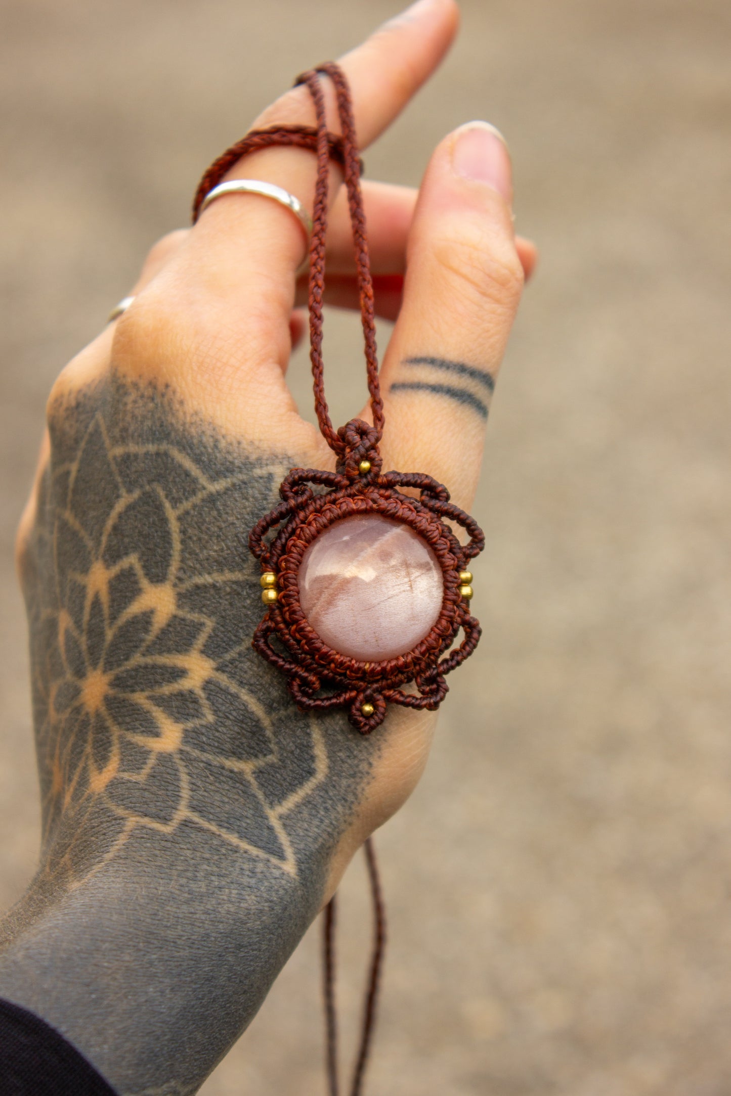 Peach Moonstone • macrame necklace