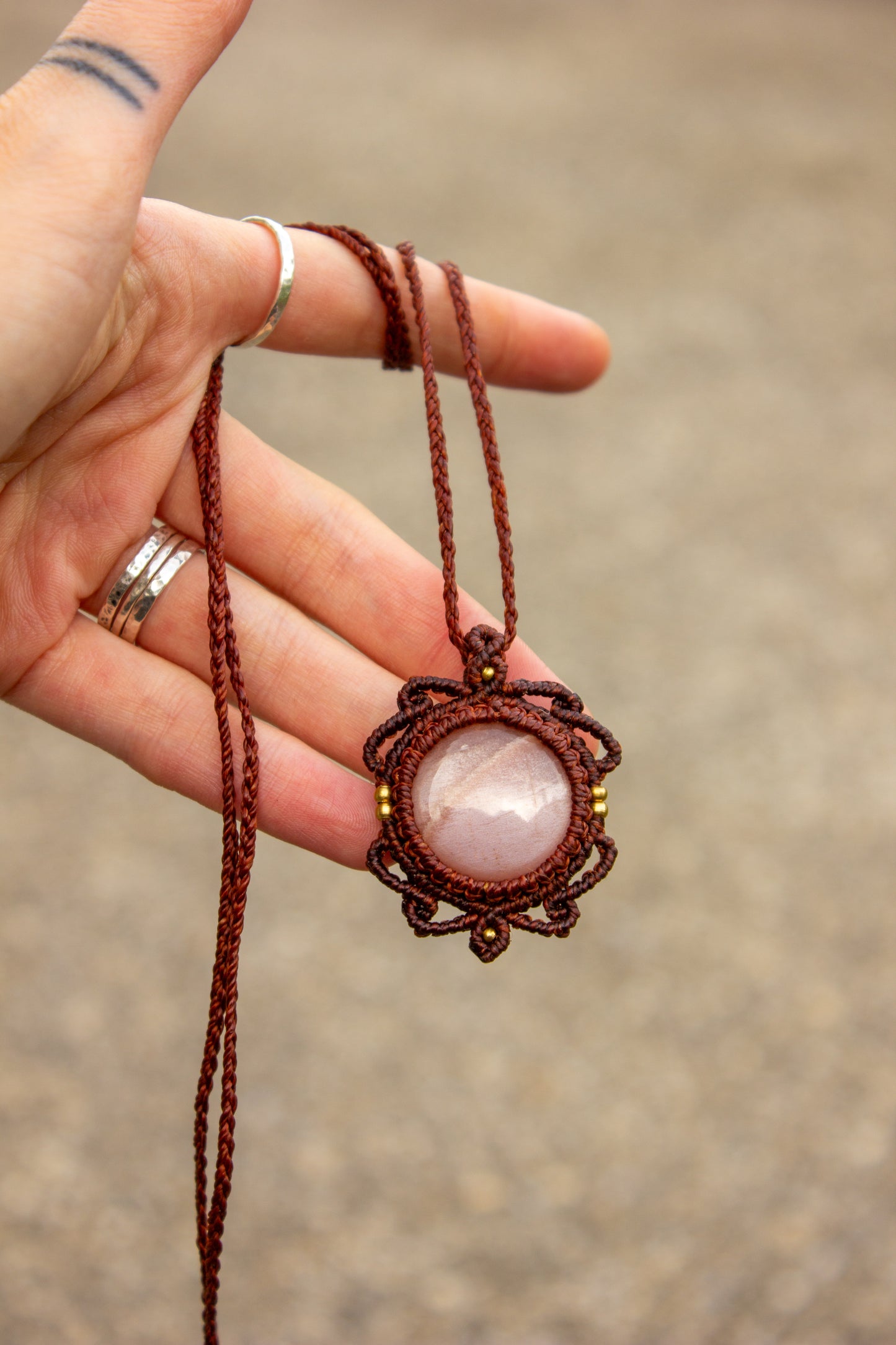 Peach Moonstone • macrame necklace