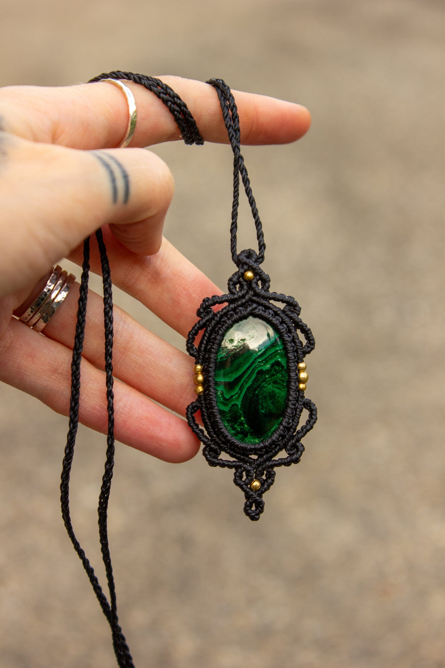 Malachite • macrame necklace