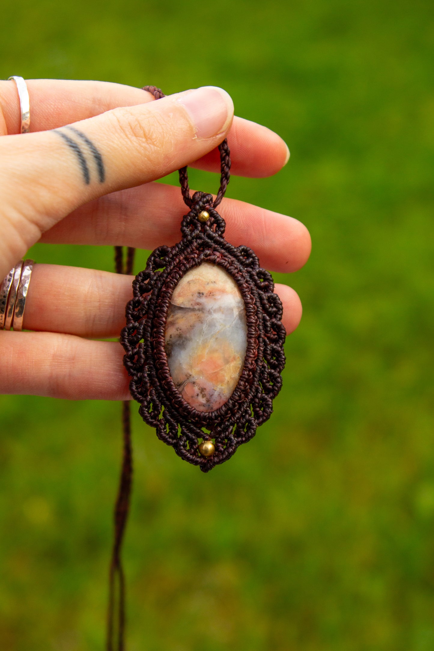 Pink Opal • macrame necklace