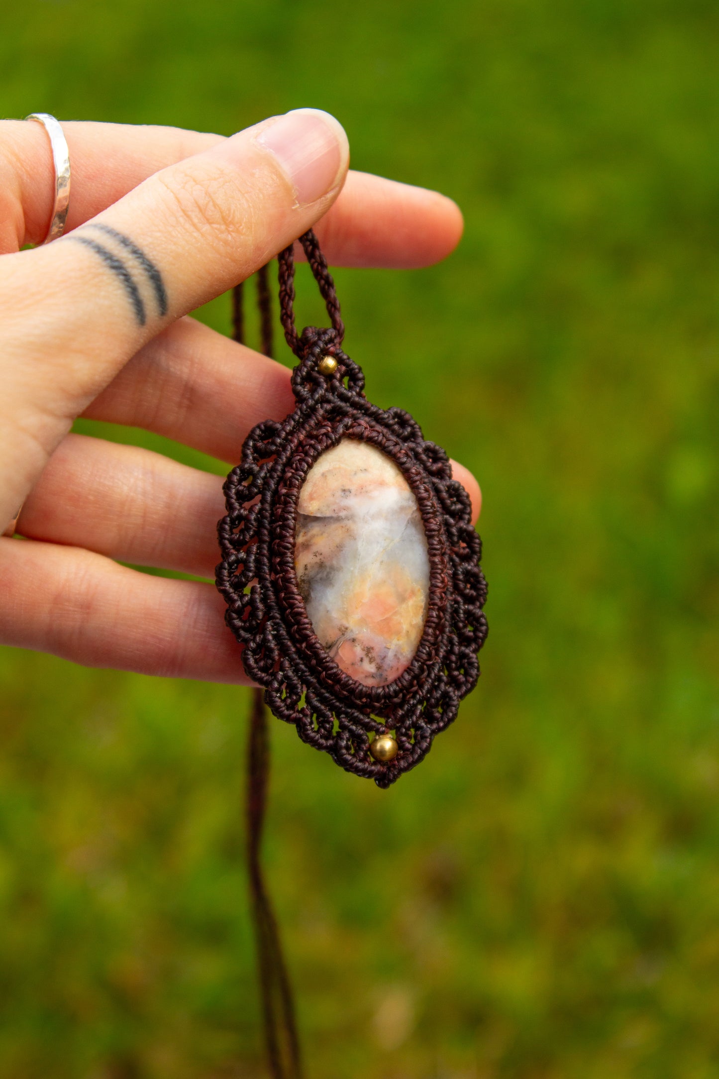 Pink Opal • macrame necklace