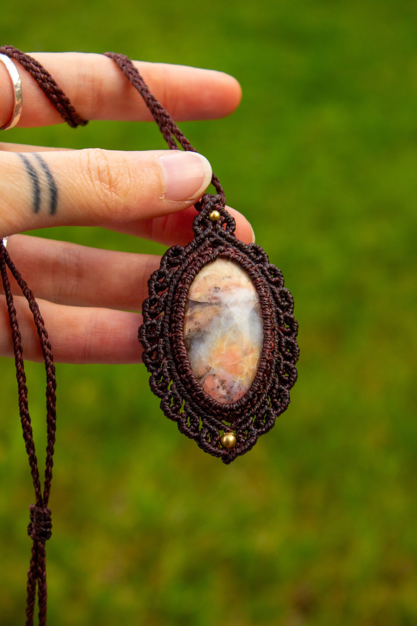 Pink Opal • macrame necklace