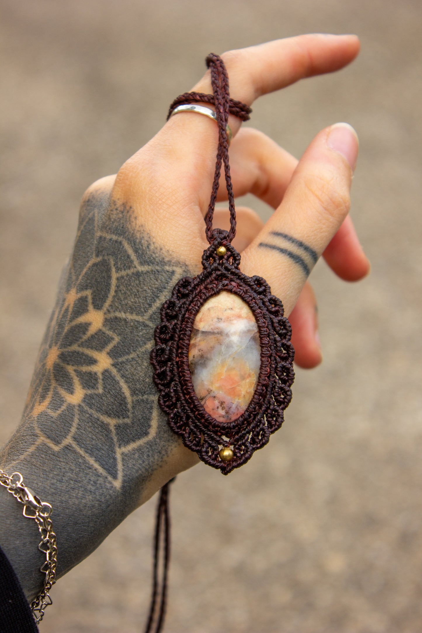 Pink Opal • macrame necklace