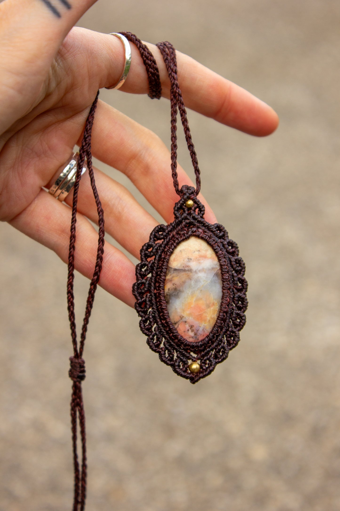 Pink Opal • macrame necklace
