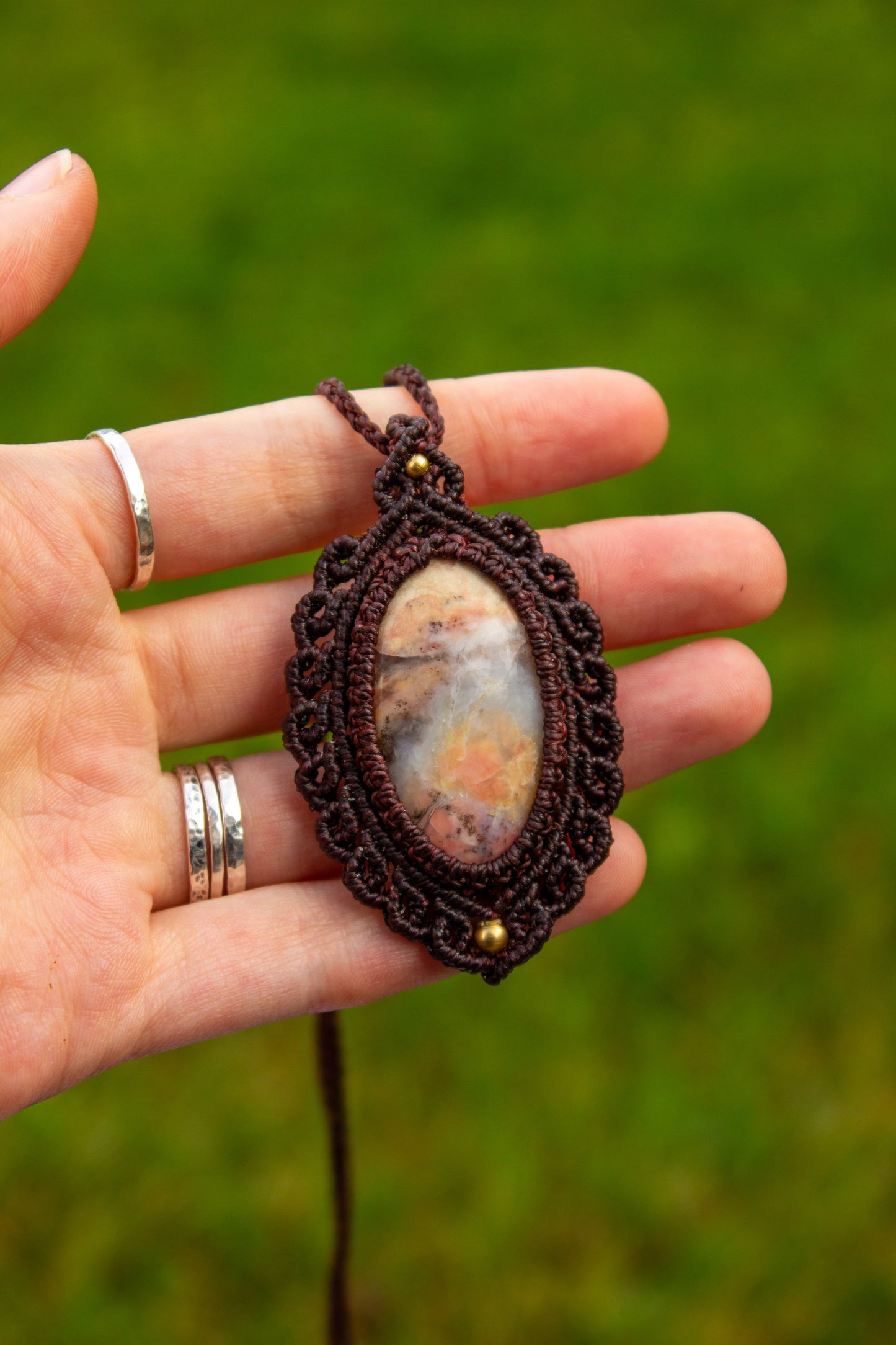 Pink Opal • macrame necklace