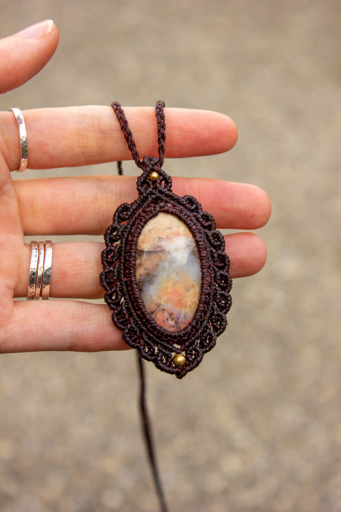 Pink Opal • macrame necklace