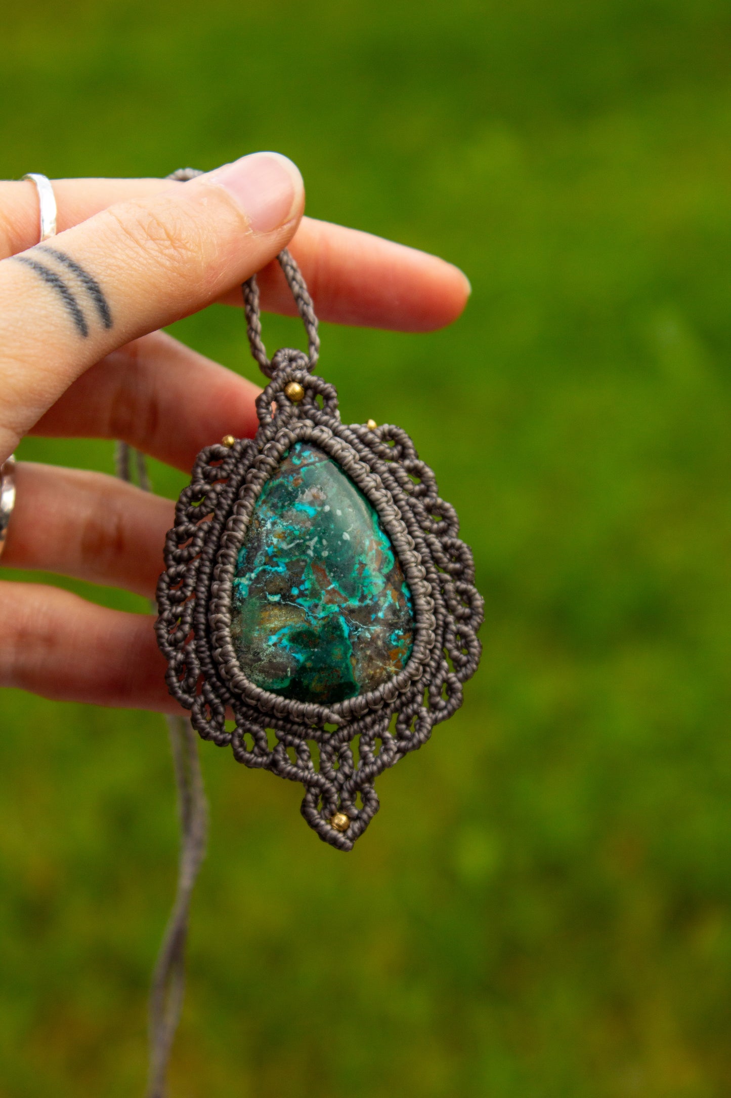 Chrysocolla Malachite • macrame necklace