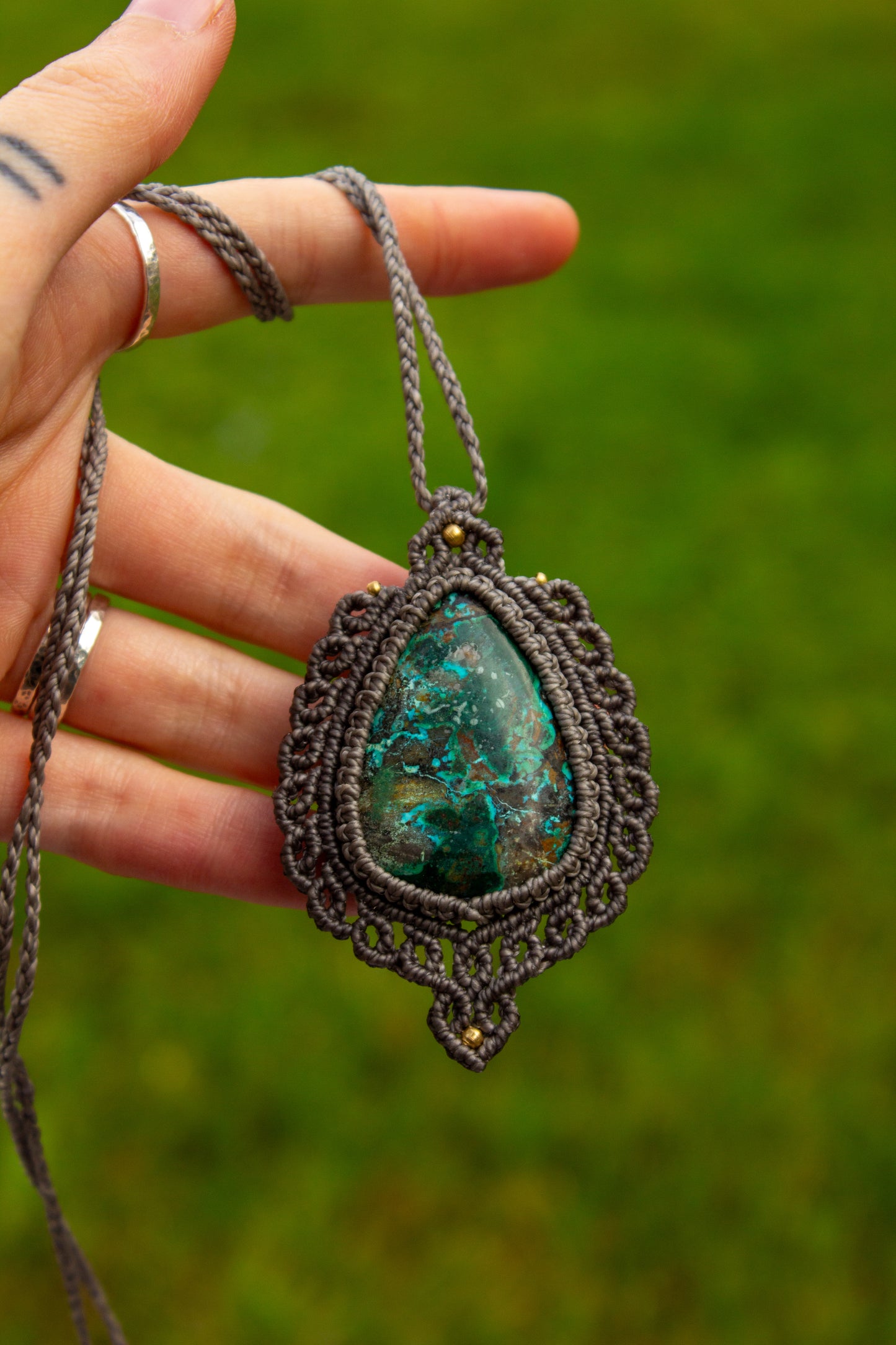 Chrysocolla Malachite • macrame necklace