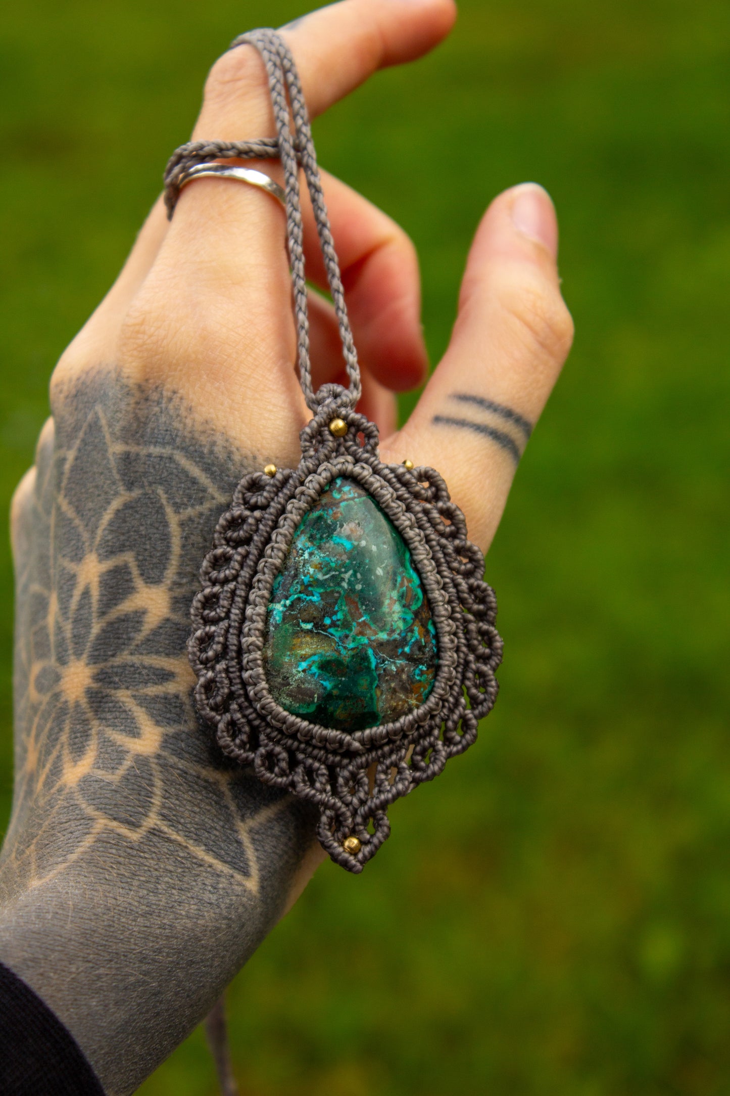 Chrysocolla Malachite • macrame necklace