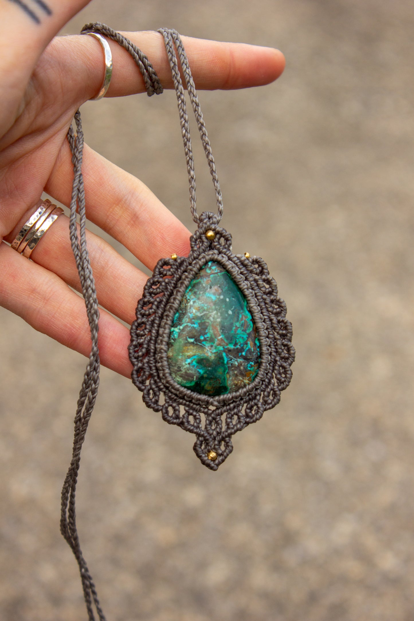 Chrysocolla Malachite • macrame necklace