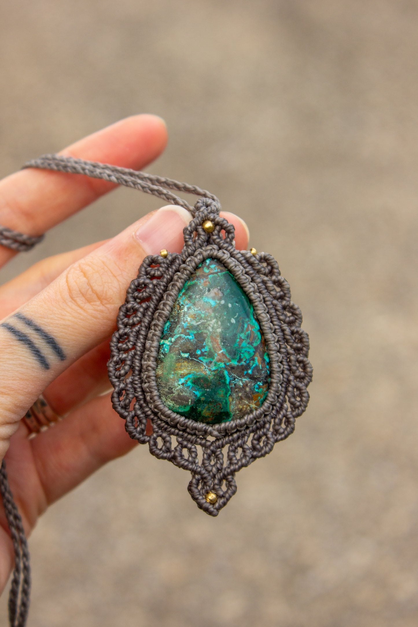 Chrysocolla Malachite • macrame necklace