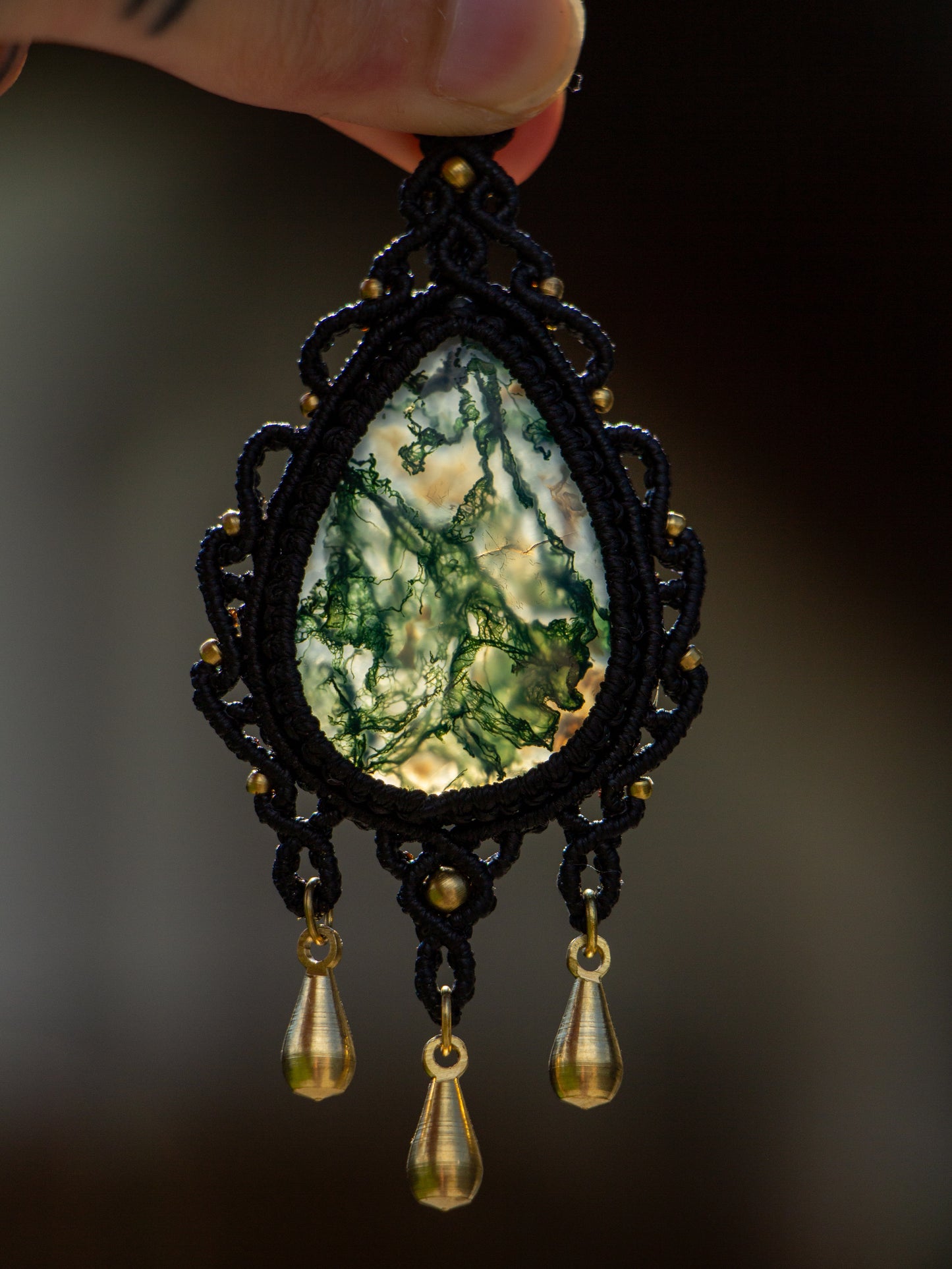 Moss Agate macrame necklace