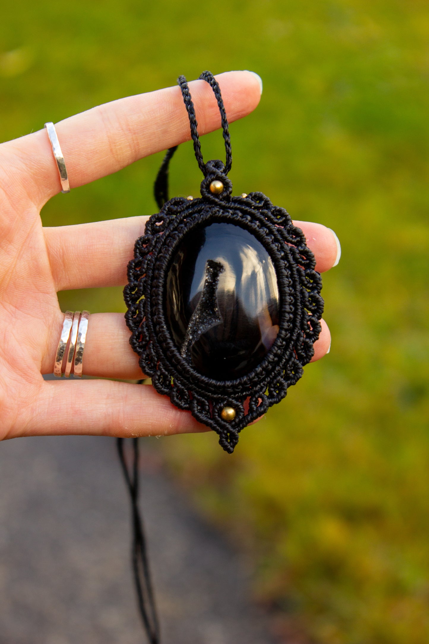 Druzy Onyx • macrame necklace