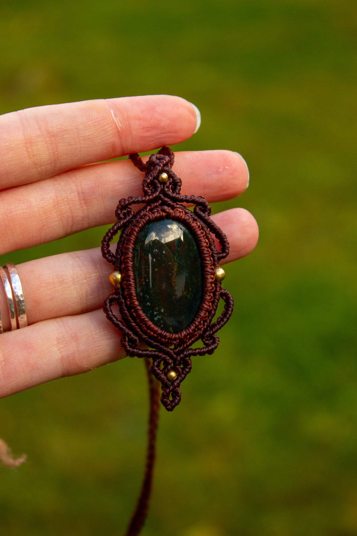 Bloodstone • macrame necklace