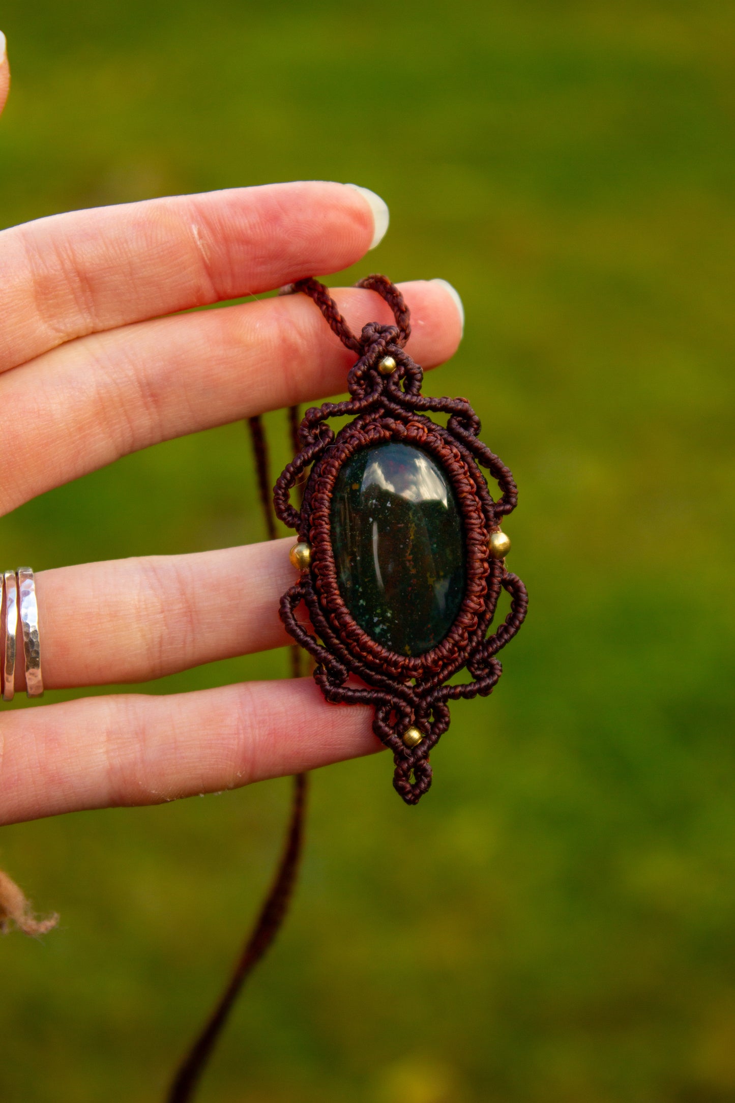 Bloodstone • macrame necklace