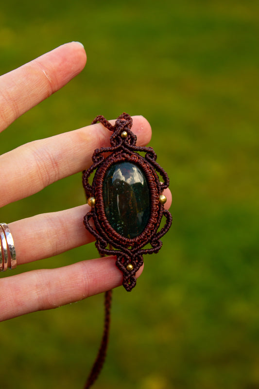 Bloodstone • macrame necklace