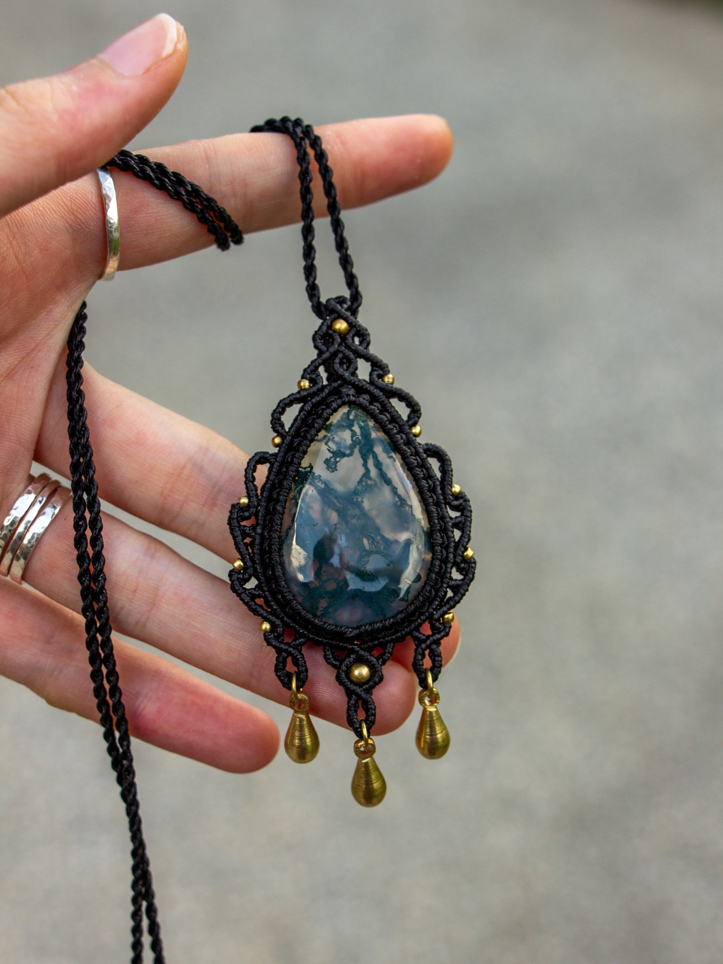 Moss Agate macrame necklace