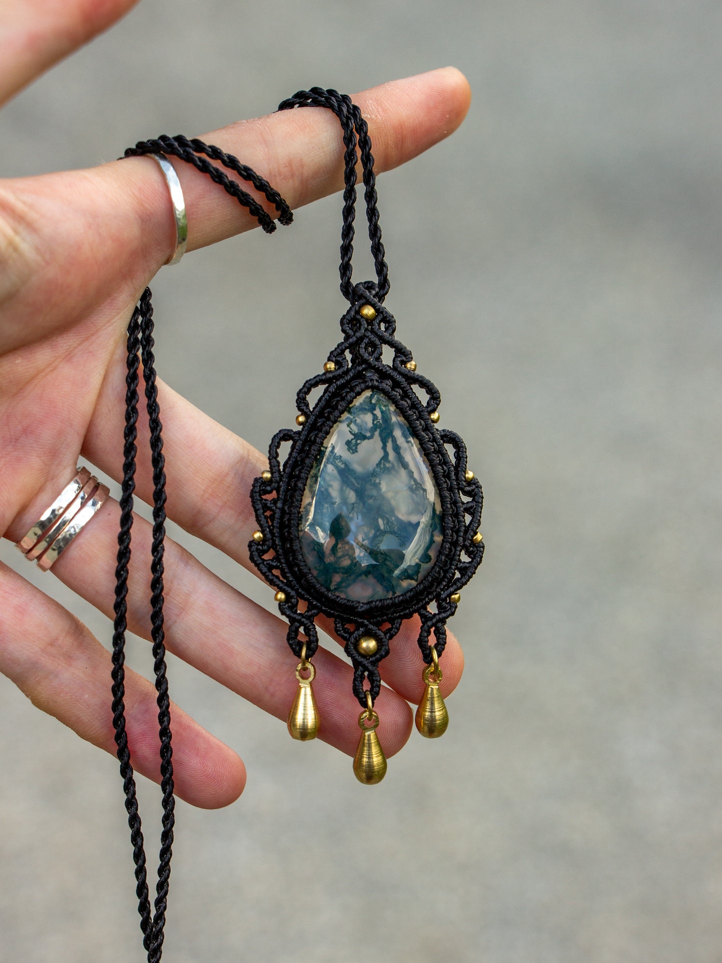 Moss Agate macrame necklace