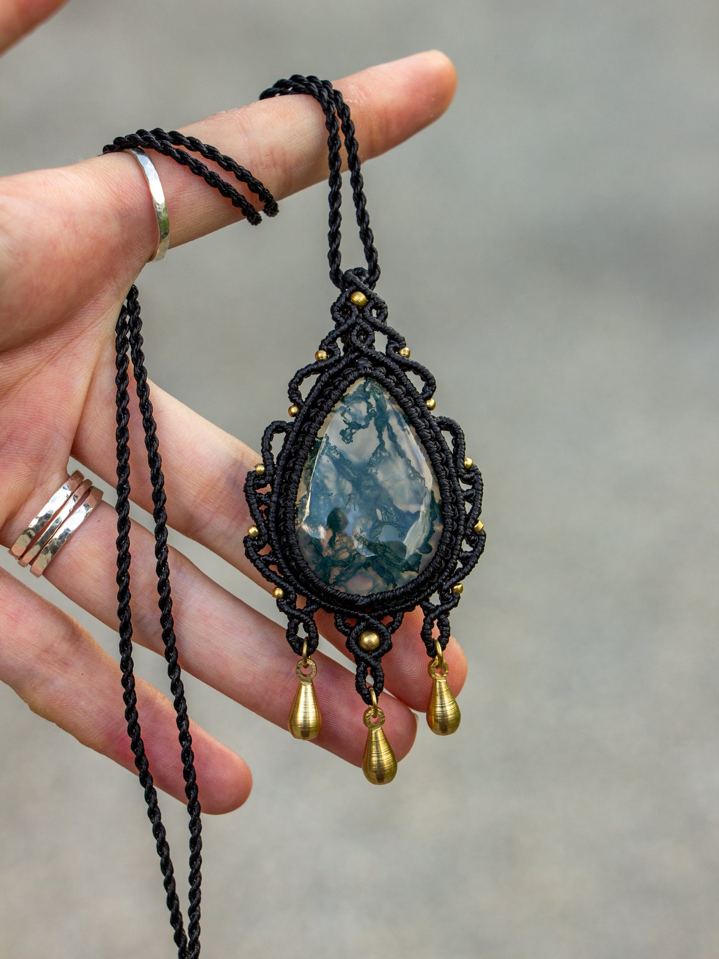 Moss Agate macrame necklace