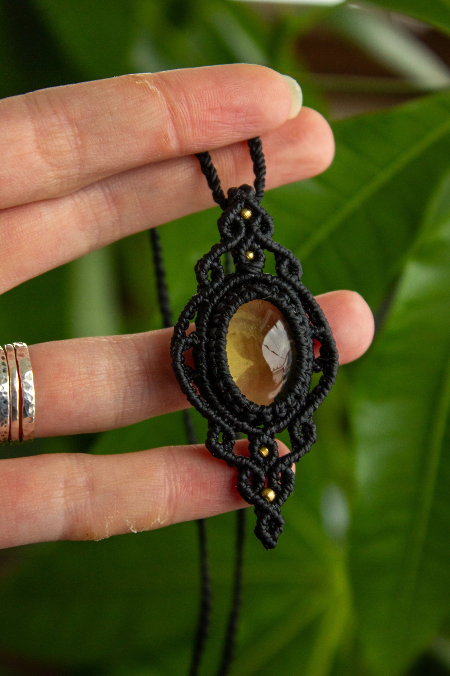 Lemon Quartz • macrame necklace