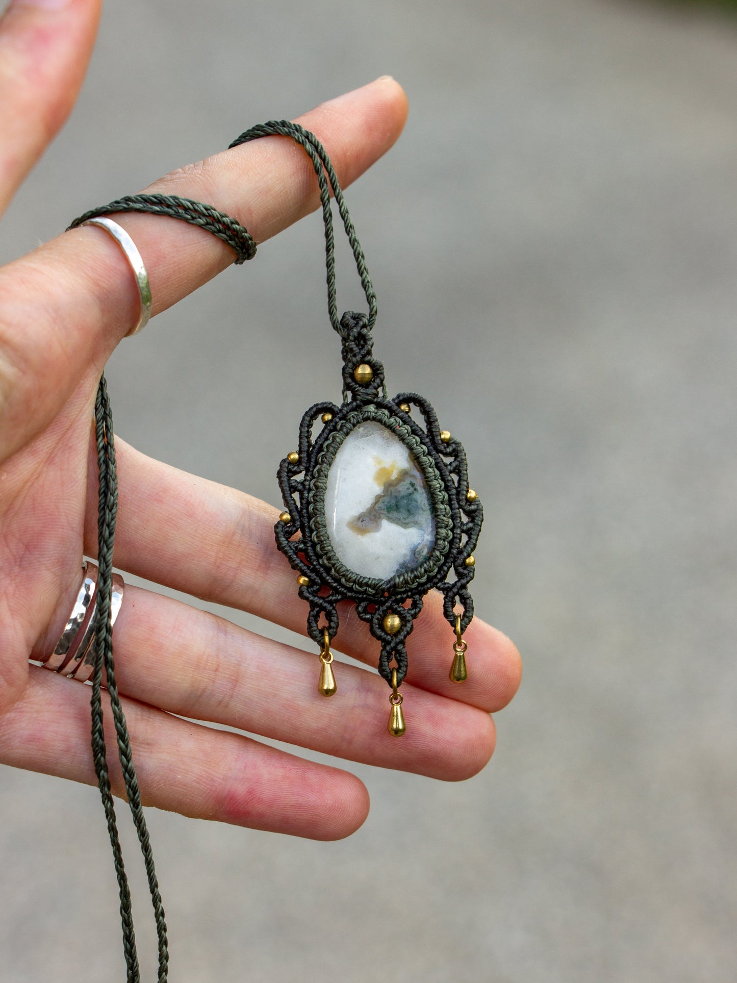 Moss Agate macrame necklace