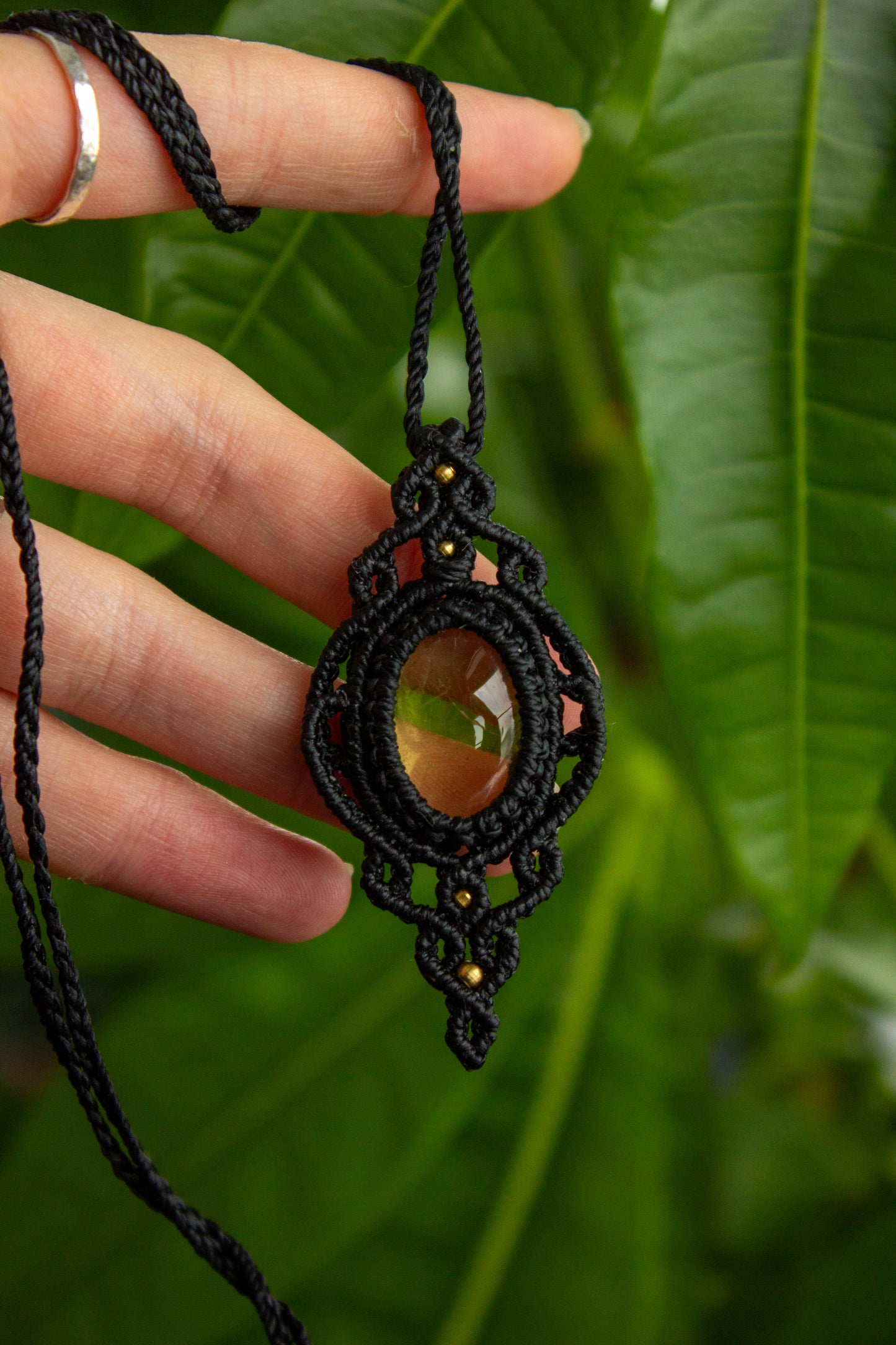 Lemon Quartz • macrame necklace